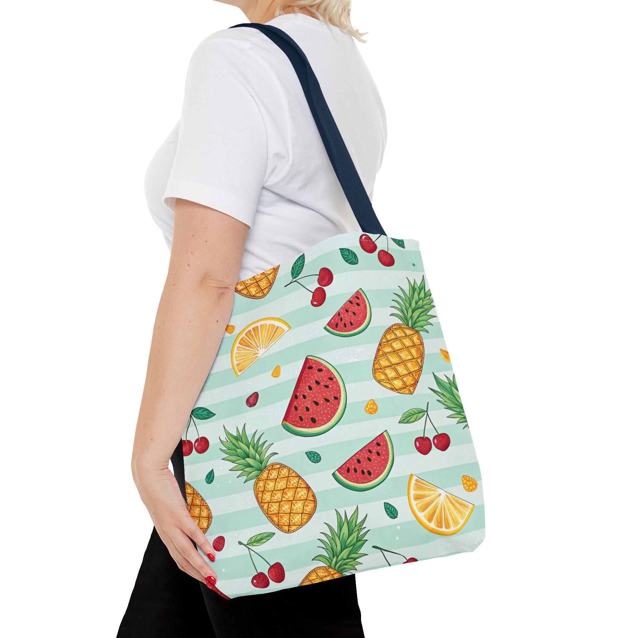 Tropical Fruit Pattern Tote Bag | Pineapple Watermelon Cherry Citrus Beach