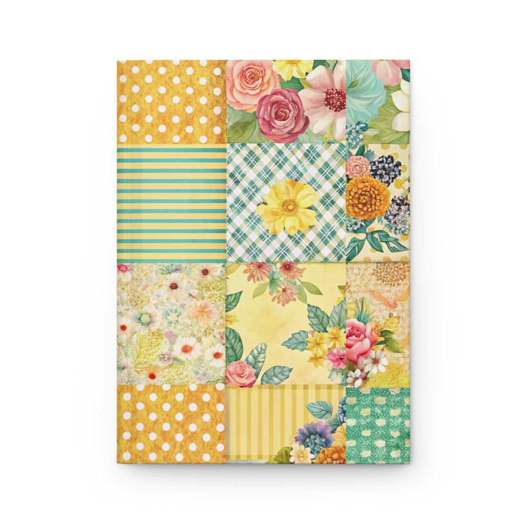 Patchwork Floral Hardcover Journal | Vintage Roses, Daisies, Quilted Pattern