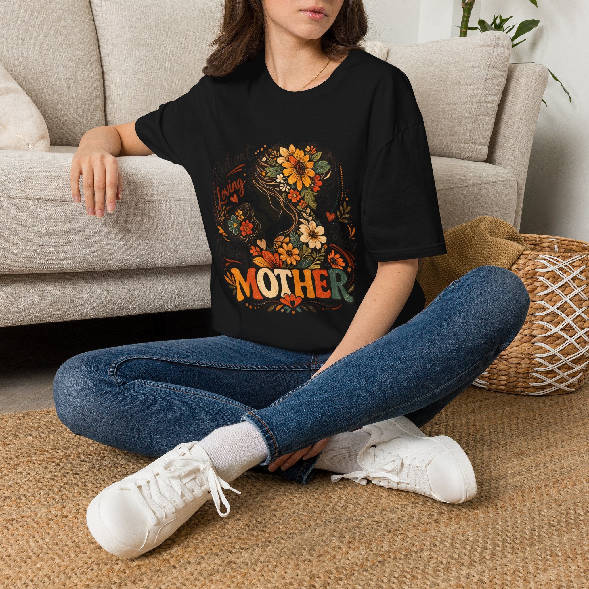 Mother silhouette floral design T-Shirt | Radiant Loving Nurturing Patient