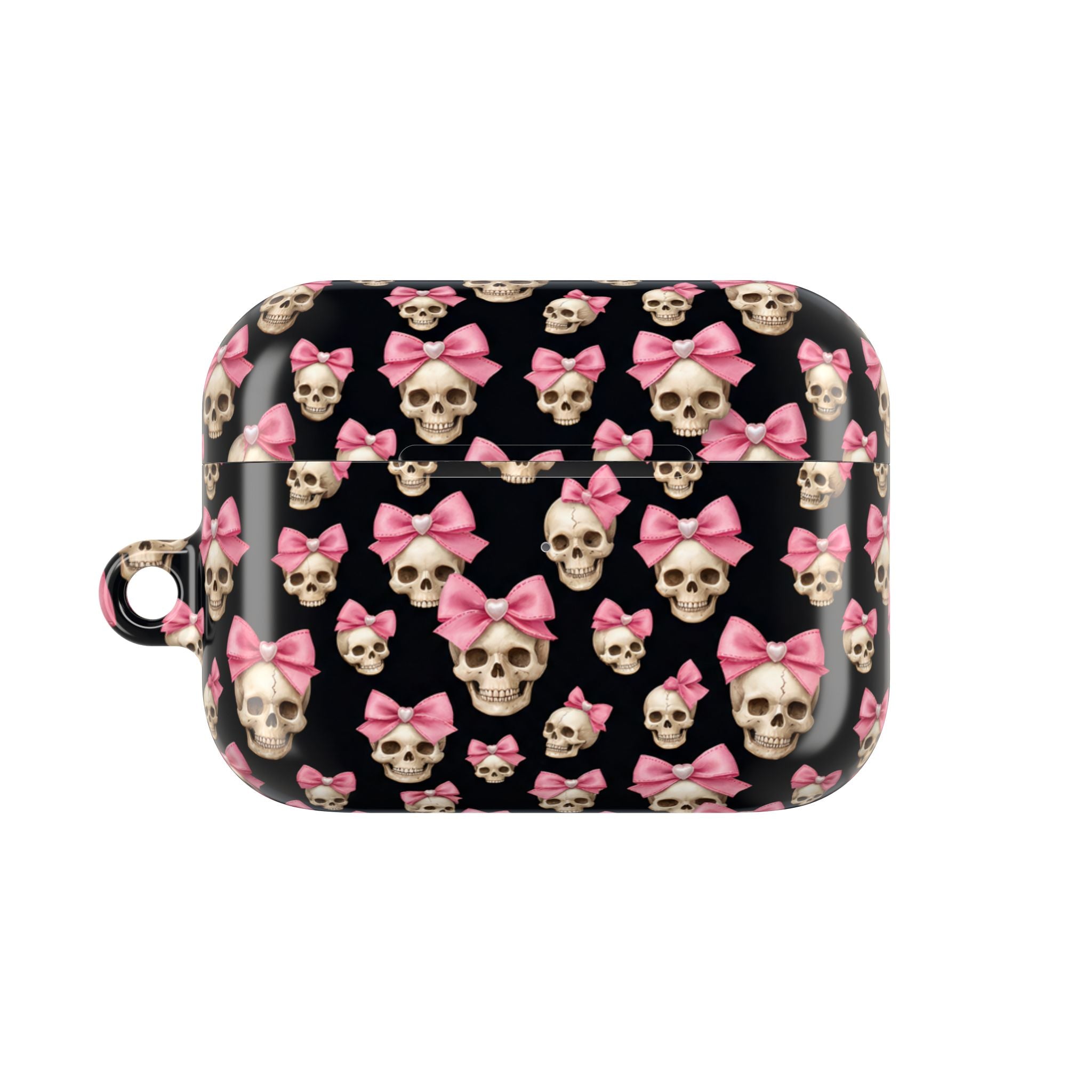 Pink Bow Skull AirPod Case | Cute Gothic Skull Pattern