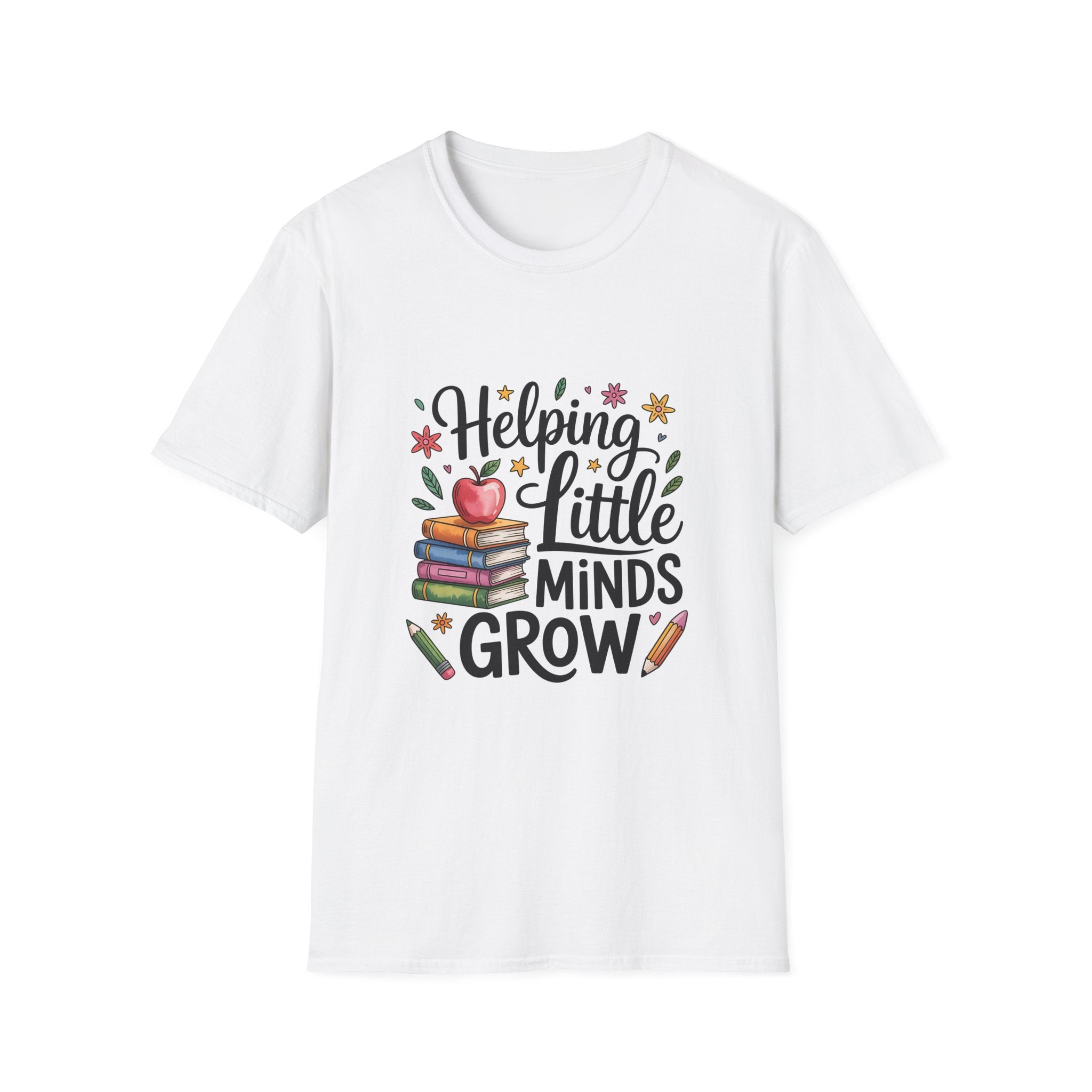 Helping Little Minds Grow T-Shirt | Teacher Books Apple Pencil Design