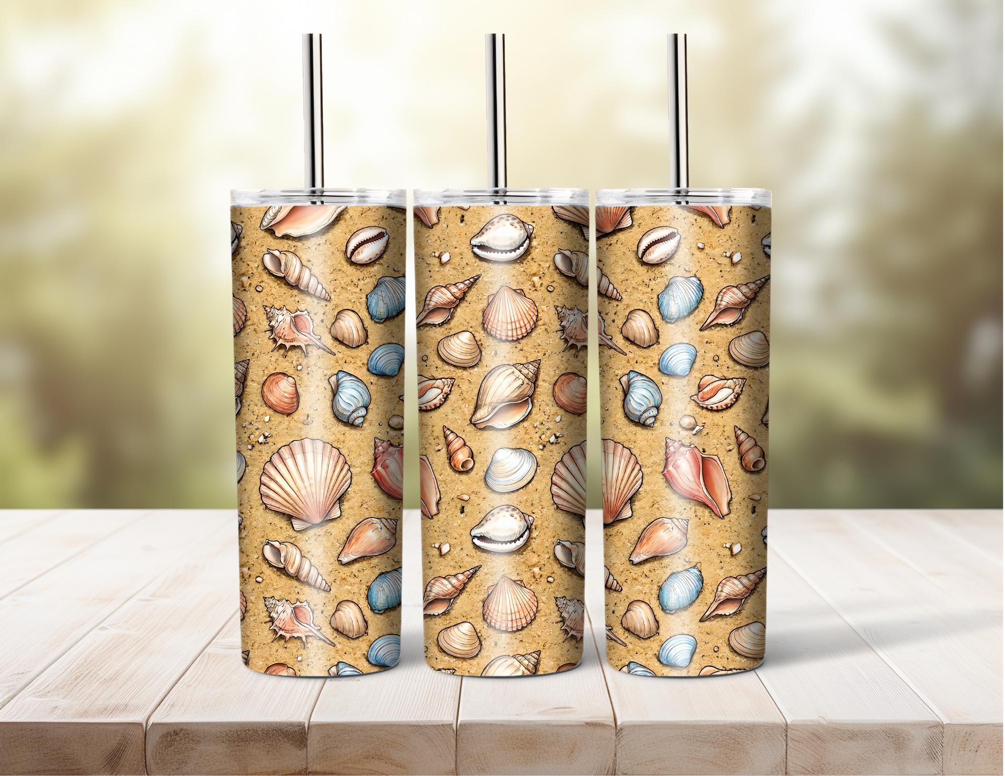 Seashells Seamless Pattern PNG | Beach | Sand | Summer | Digital Download for Sublimation & Crafts