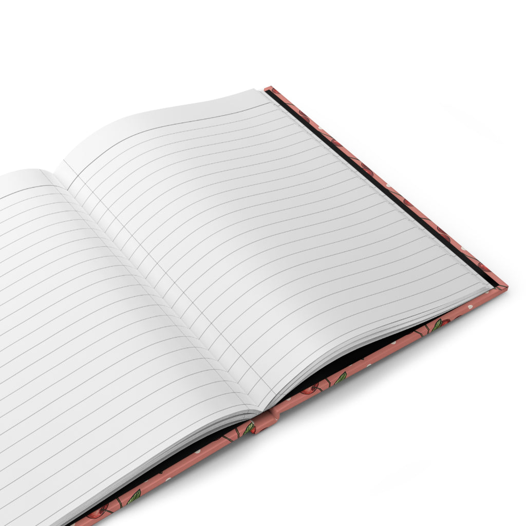 Cherry Pattern Hardcover Journal  Retro Polka Dot Notebook for Notes & Journaling