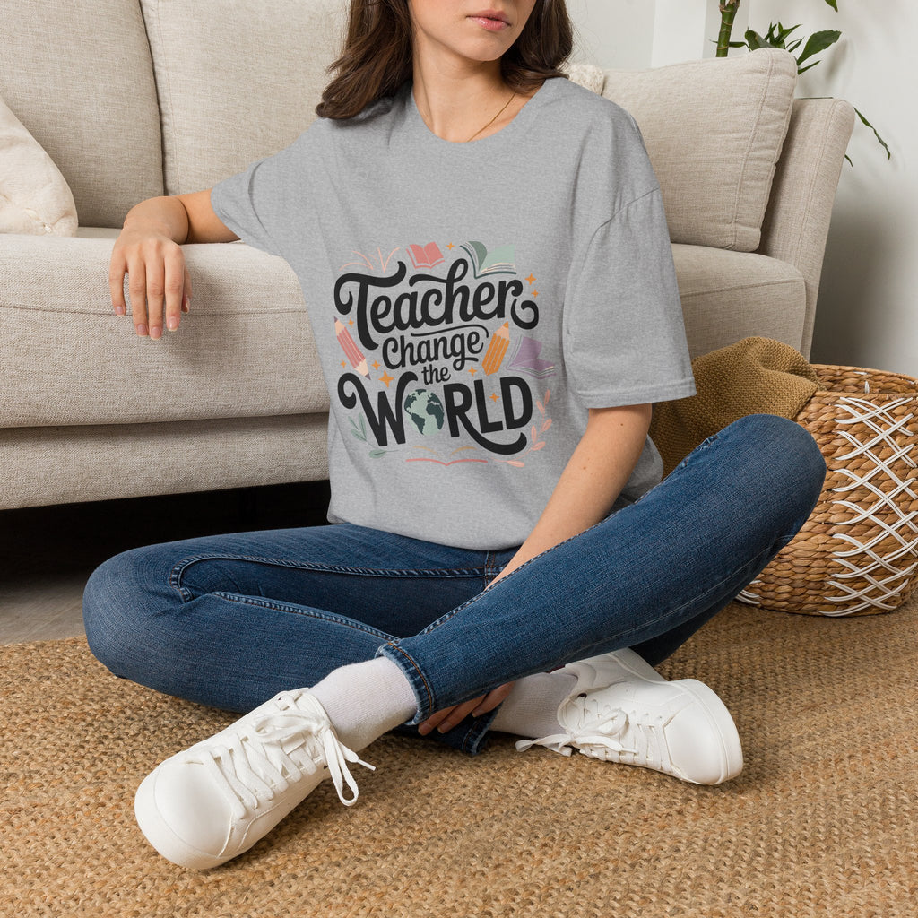 Teacher Change the World T-Shirt | School Teacher Typography Tee