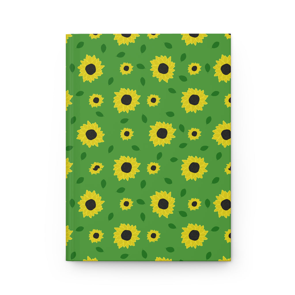 Sunflower Pattern Hardcover Journal Green Floral Notebook for Notes & Gifts
