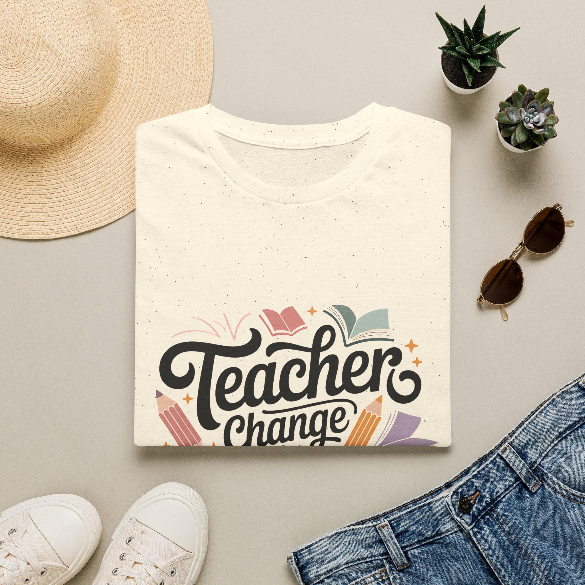 Teacher Change the World T-Shirt | School Teacher Typography Tee