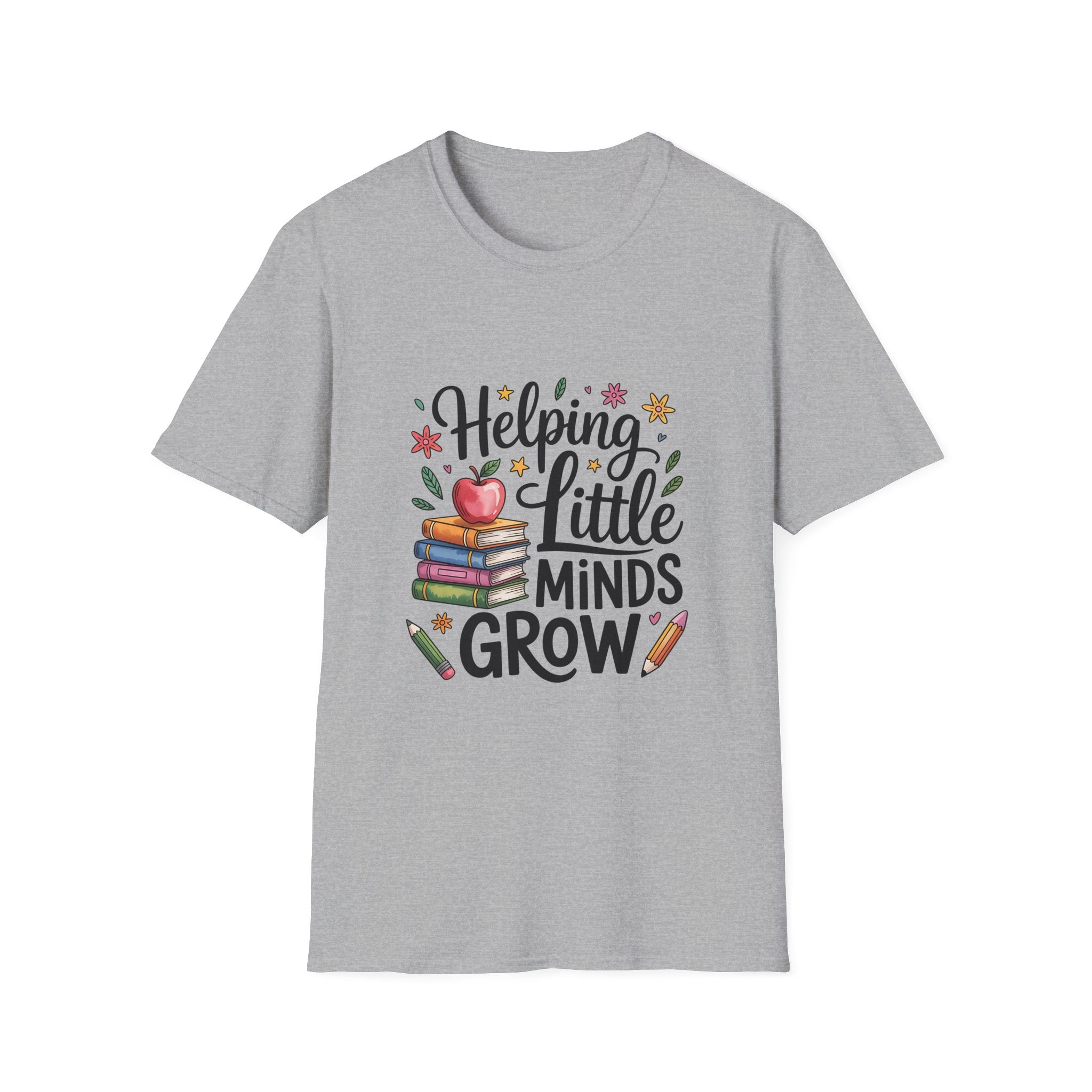 Helping Little Minds Grow T-Shirt | Teacher Books Apple Pencil Design
