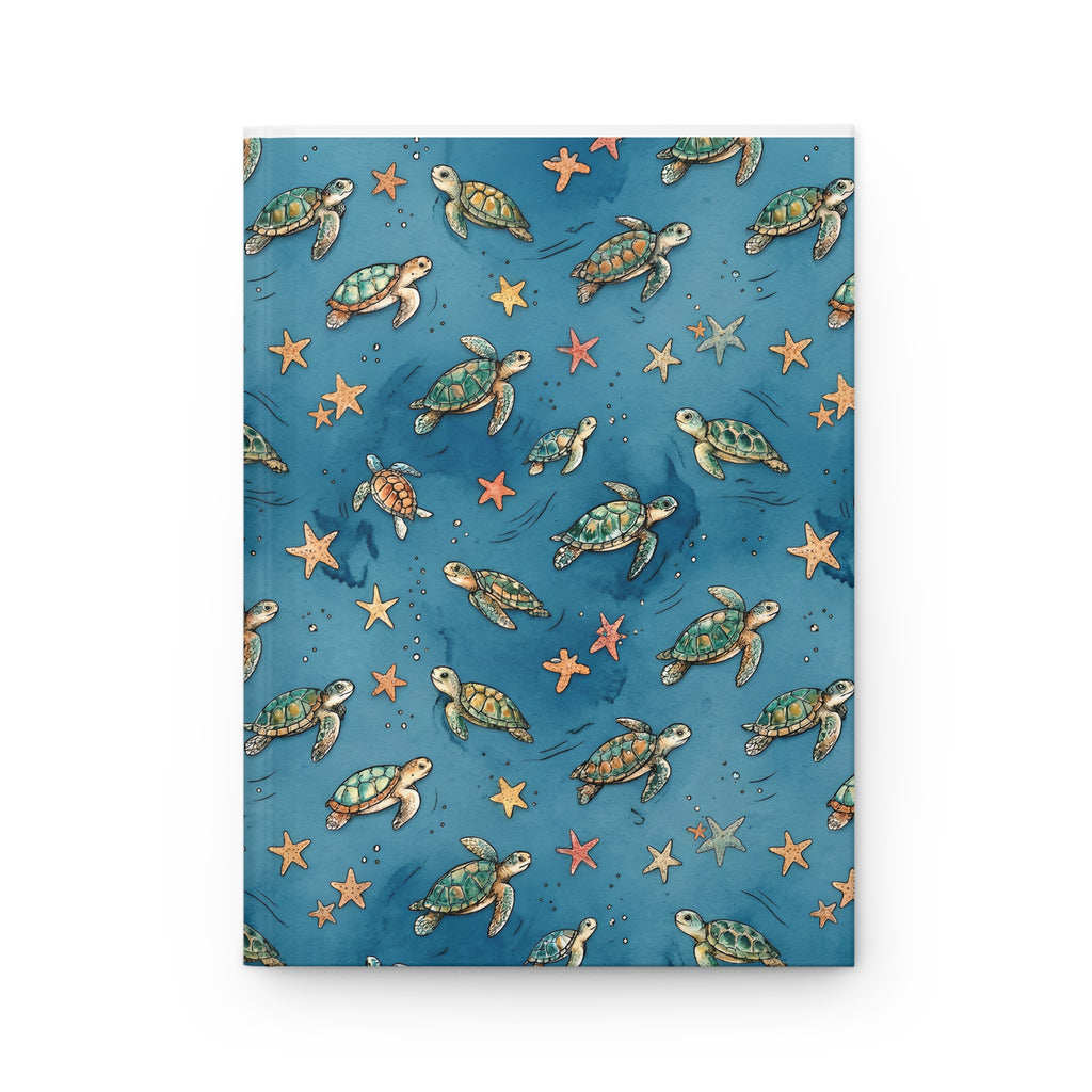Sea Turtle Pattern Hardcover Journal  Ocean Blue Notebook for Travel, Nature Lovers & Gifts