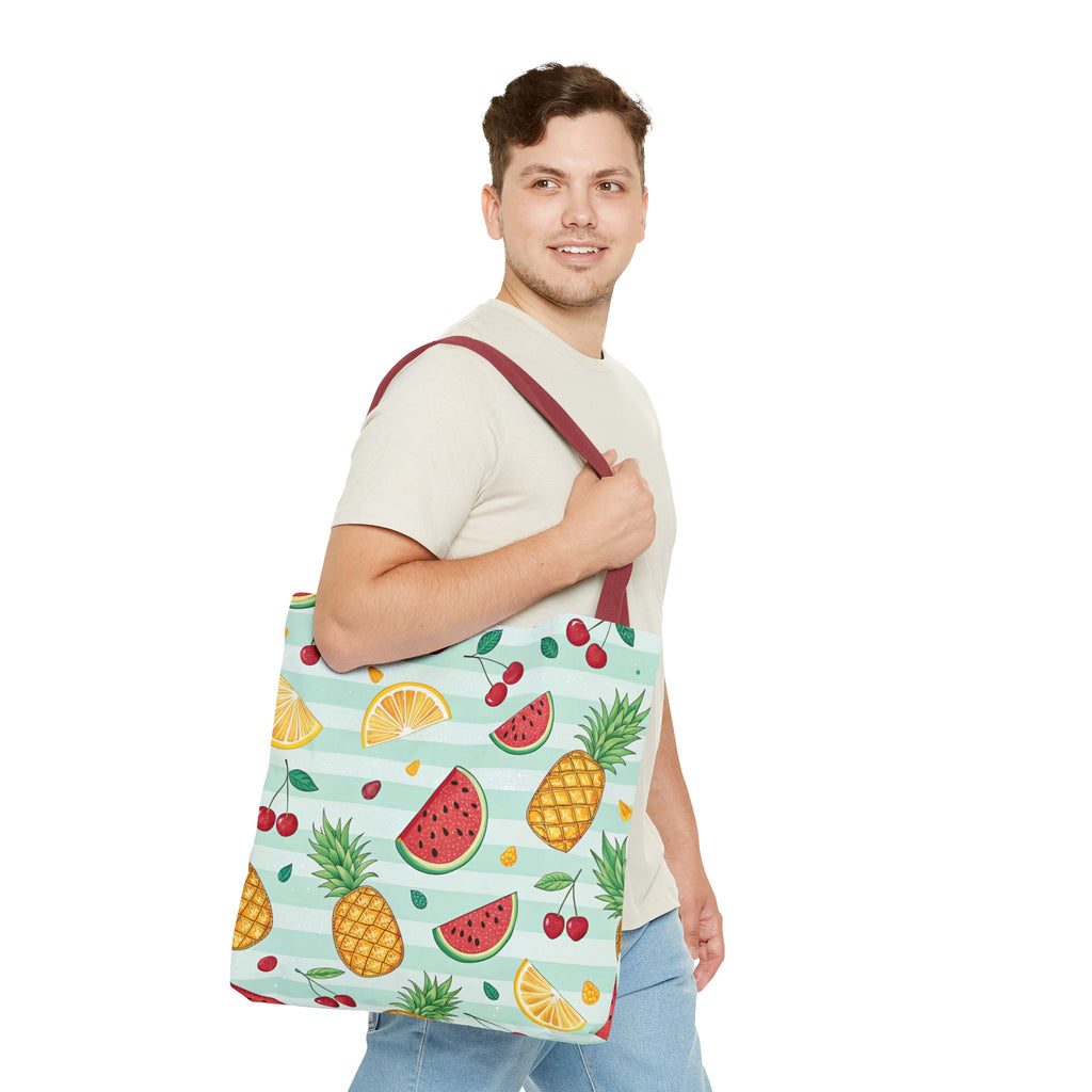 Tropical Fruit Pattern Tote Bag | Pineapple Watermelon Cherry Citrus Beach