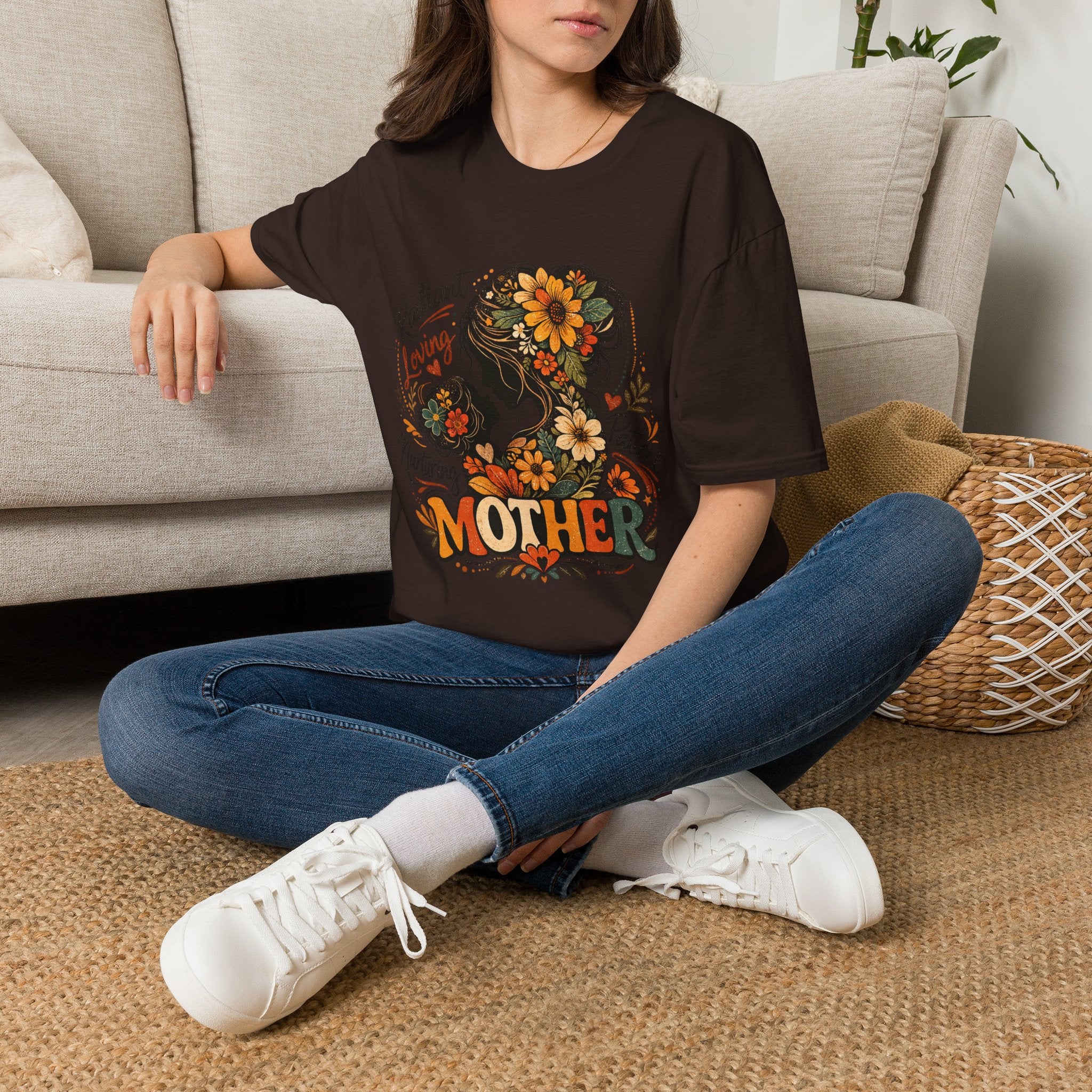 Mother silhouette floral design T-Shirt | Radiant Loving Nurturing Patient