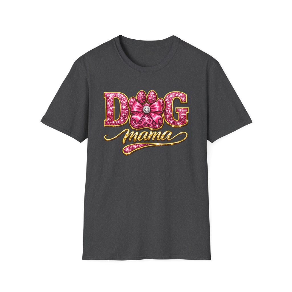 Dog Mama paw print design T-Shirt | pink glitter letters