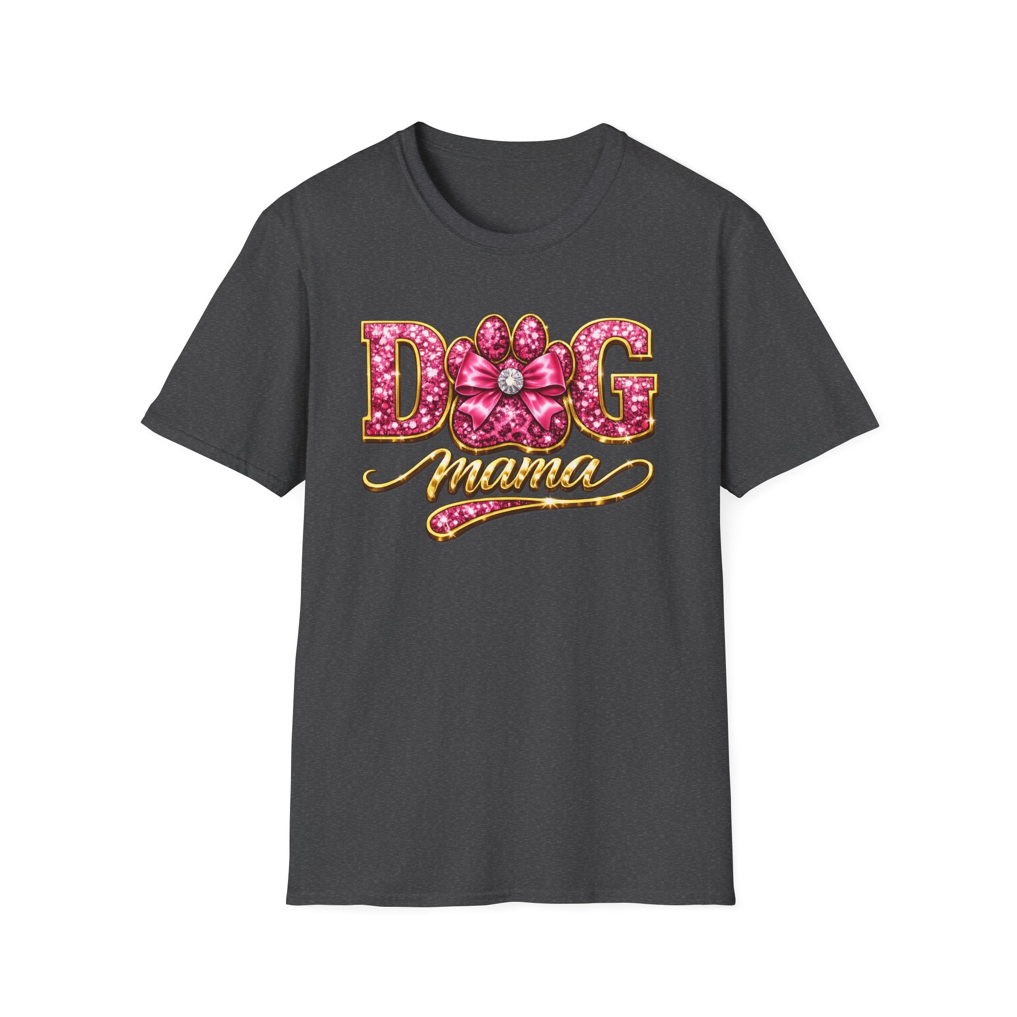 Dog Mama paw print design T-Shirt | pink glitter letters