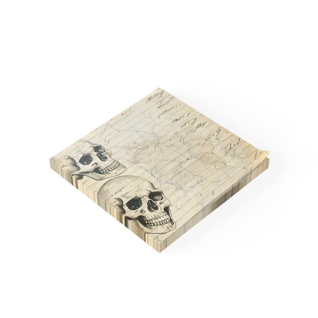 Vintage Skull Illustration Post-it Note Pads | Lined Paper, Antique Script