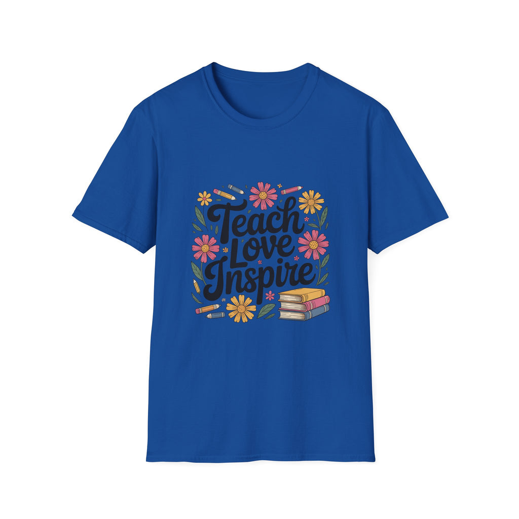Teach Love Inspire T-Shirt | Floral Books Teacher Appreciation