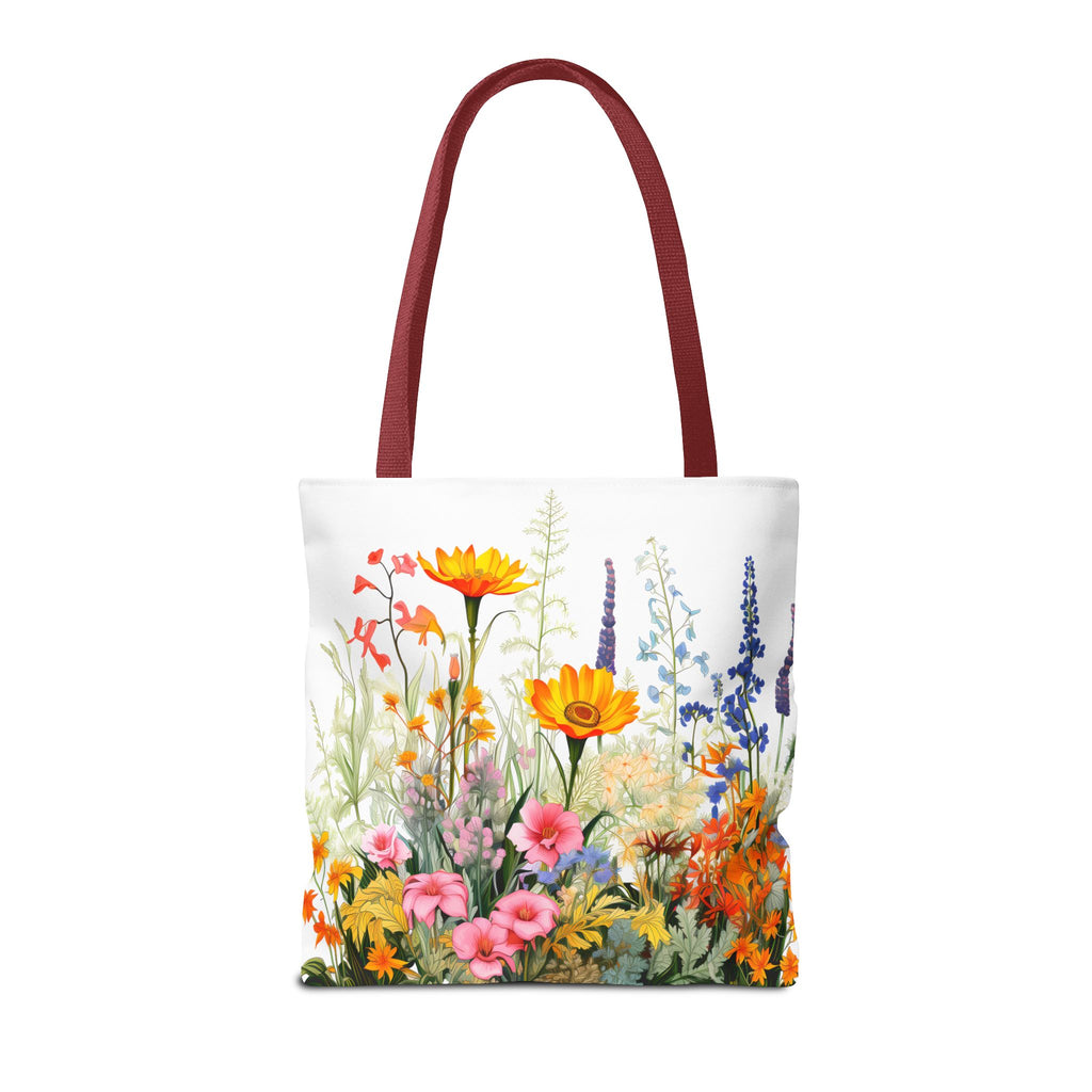 Wildflower Garden Tote Bag | Floral Meadow Illustration, Colorful Bloom Print
