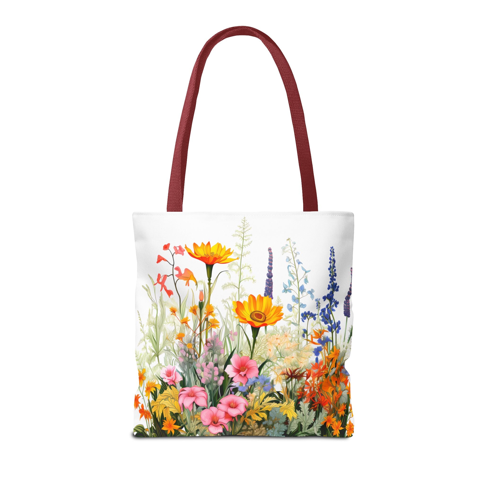 Wildflower Garden Tote Bag | Floral Meadow Illustration, Colorful Bloom Print