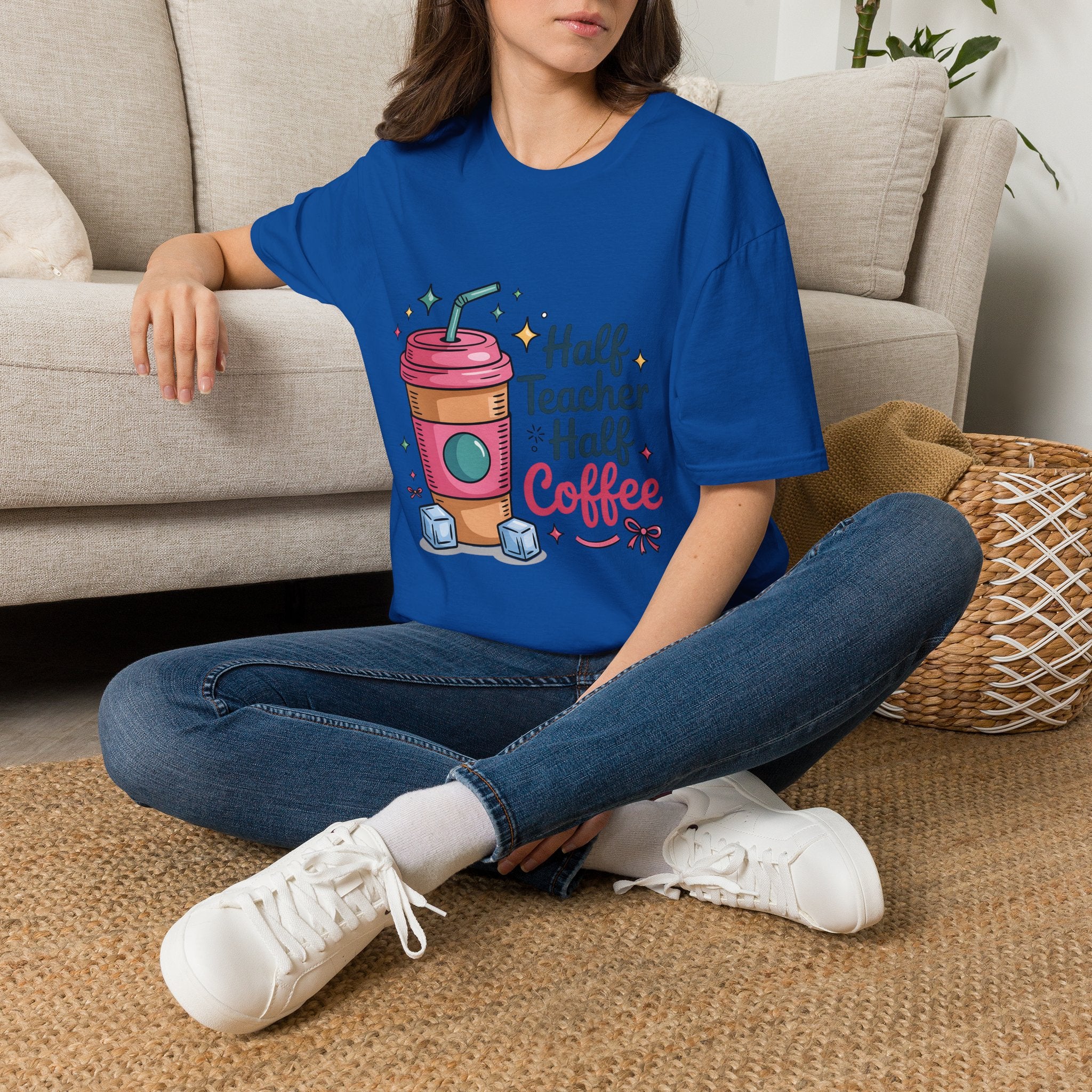 Half Teacher Half Coffee T-Shirt | Cute Coffee Cup Teacher Tee