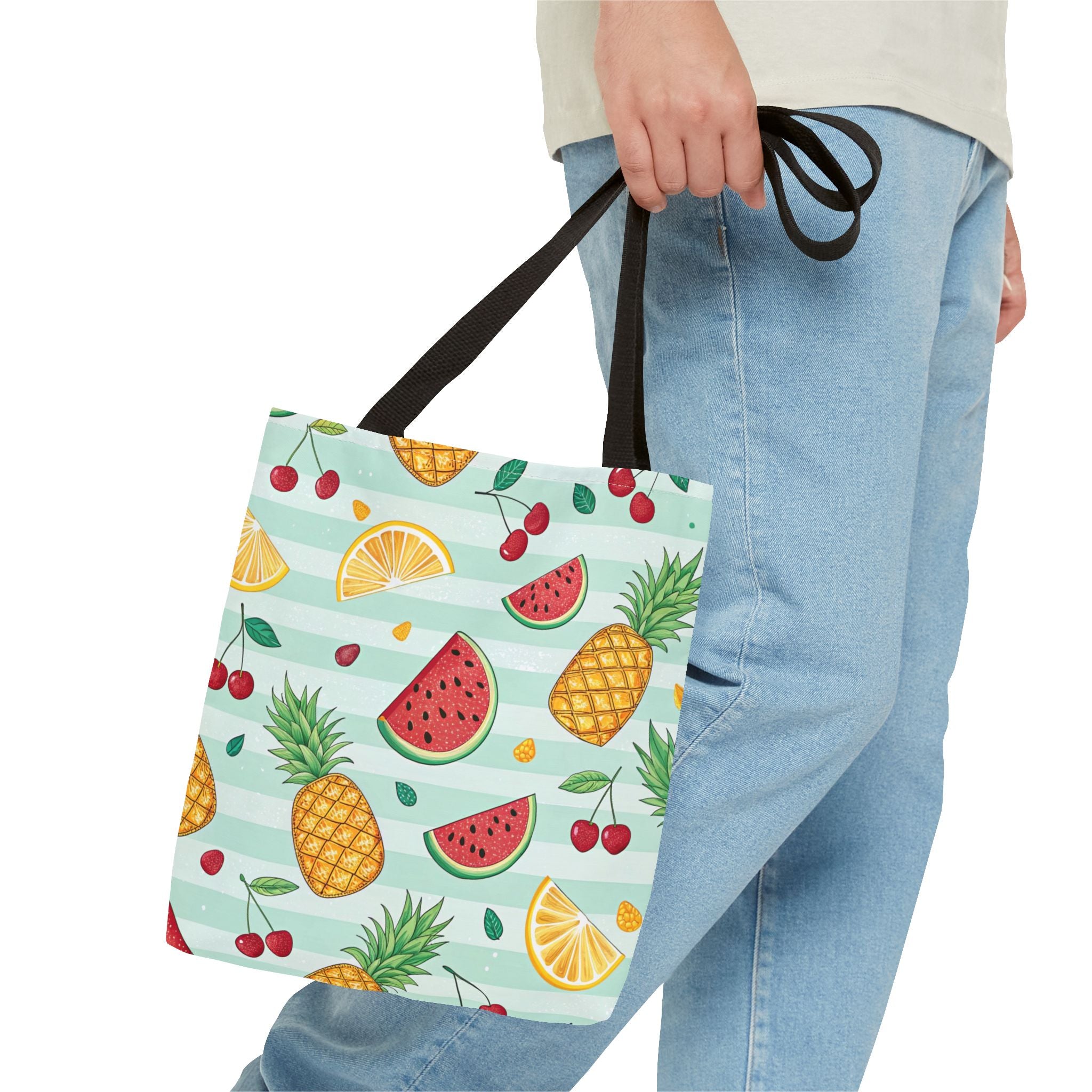 Tropical Fruit Pattern Tote Bag | Pineapple Watermelon Cherry Citrus Beach