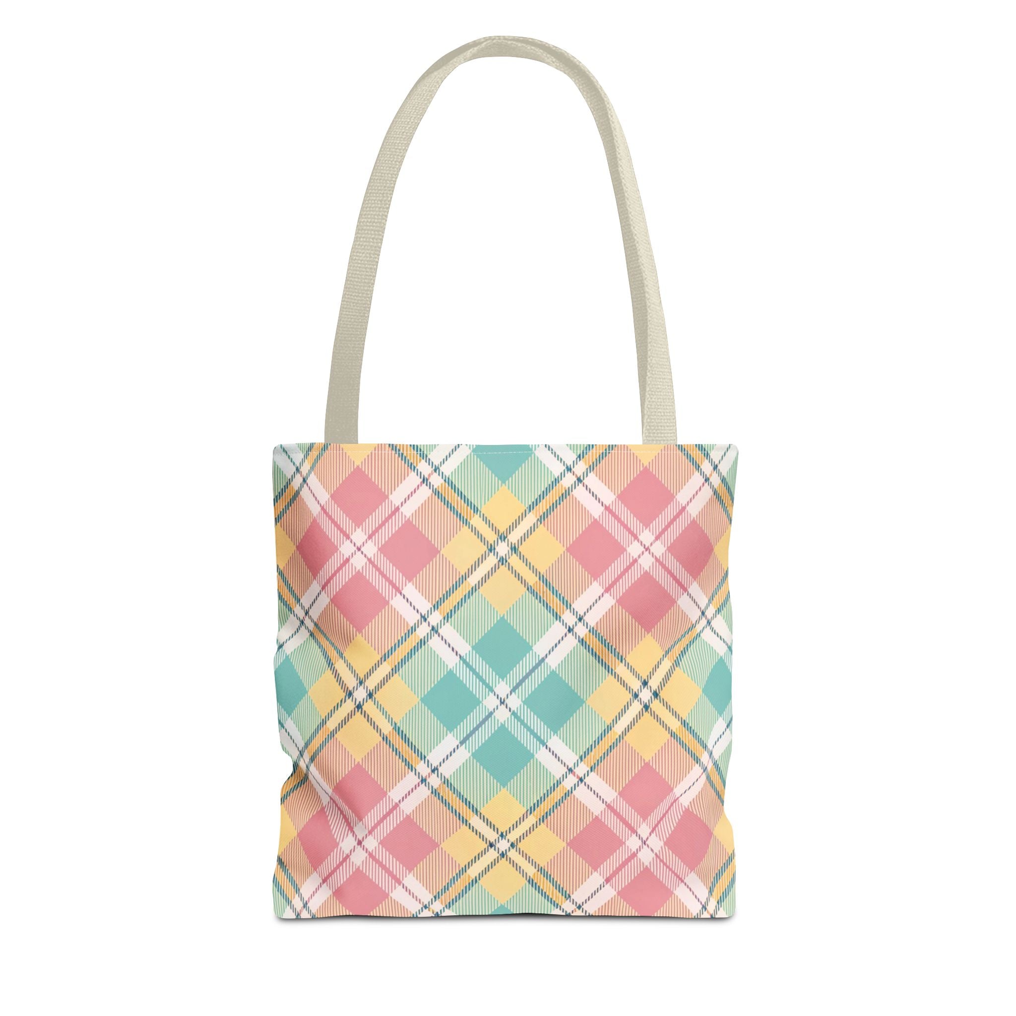 Pastel Plaid Tote Bag | Spring Plaid Pattern, Pastel Checkered Tote