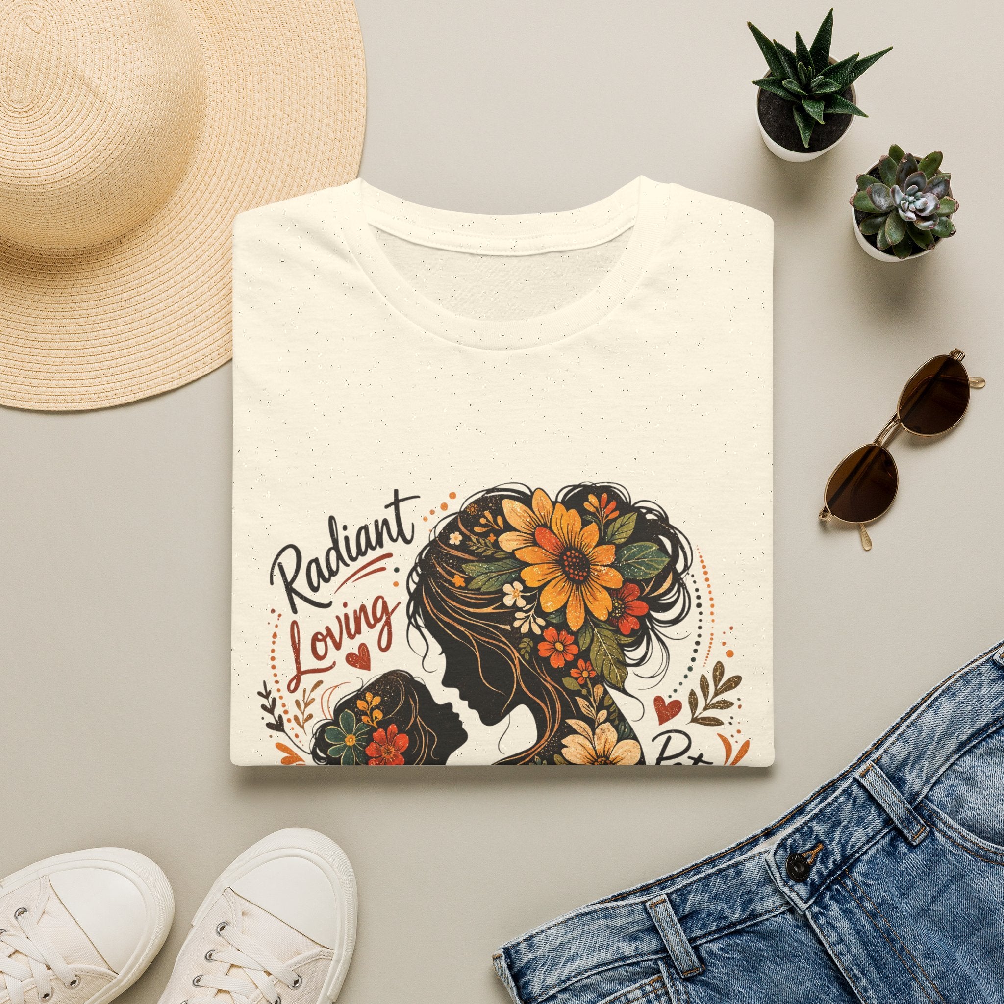 Mother silhouette floral design T-Shirt | Radiant Loving Nurturing Patient