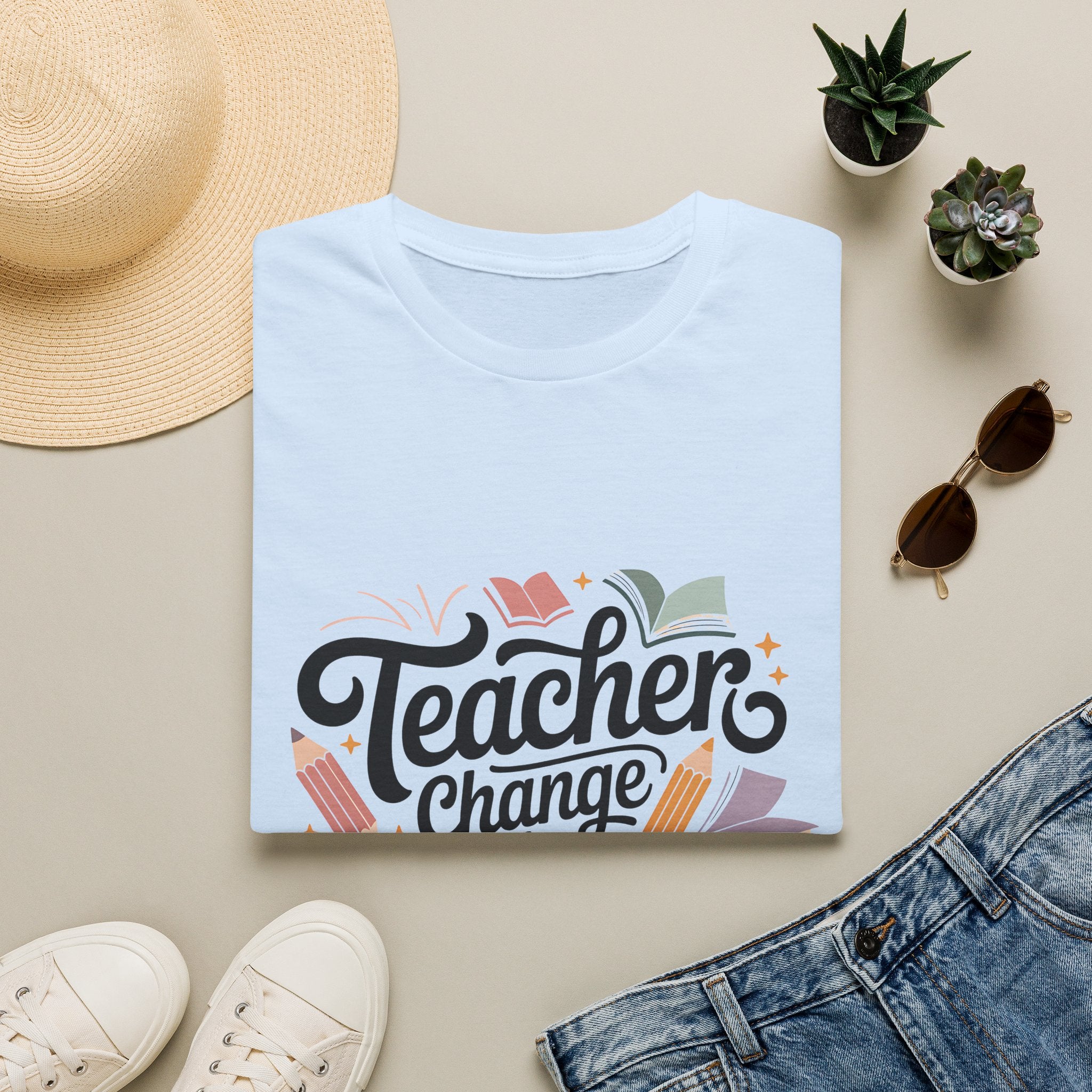 Teacher Change the World T-Shirt | School Teacher Typography Tee