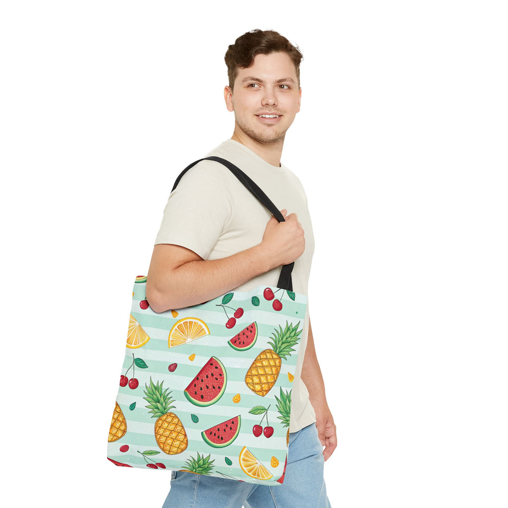 Tropical Fruit Pattern Tote Bag | Pineapple Watermelon Cherry Citrus Beach