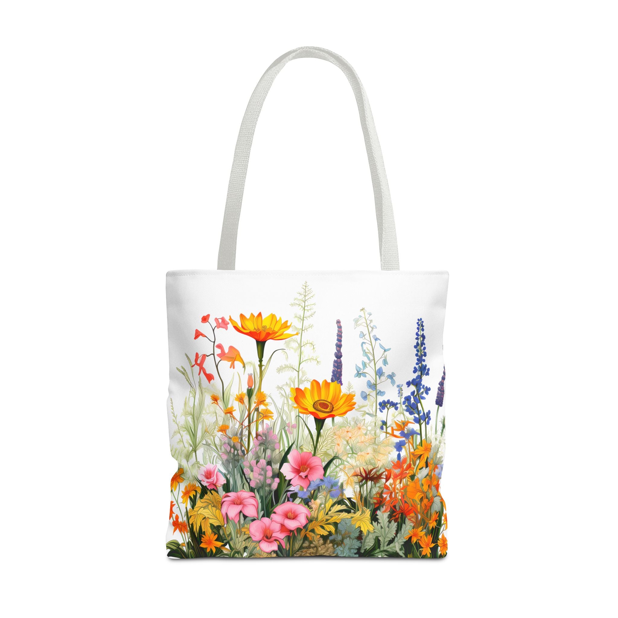 Wildflower Garden Tote Bag | Floral Meadow Illustration, Colorful Bloom Print