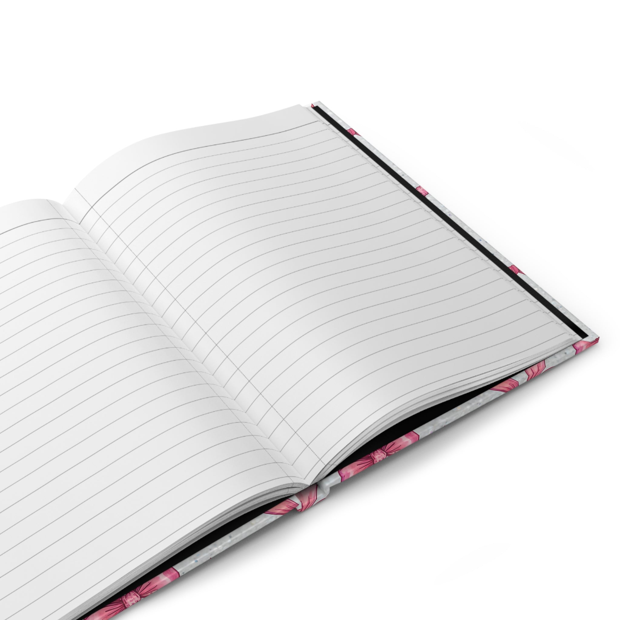 Pink Bow Pattern Hardcover Journal Cute Ribbon Notebook for Gifts & Daily Notes
