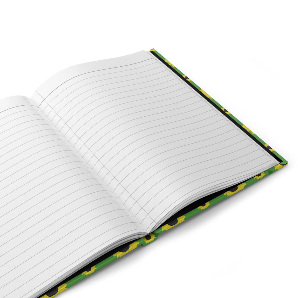 Sunflower Pattern Hardcover Journal Green Floral Notebook for Notes & Gifts
