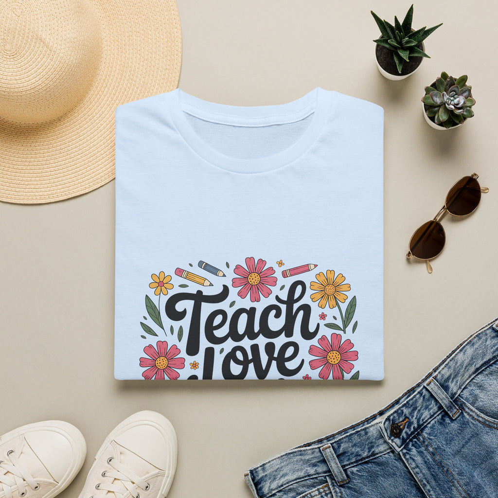Teach Love Inspire T-Shirt | Floral Books Teacher Appreciation