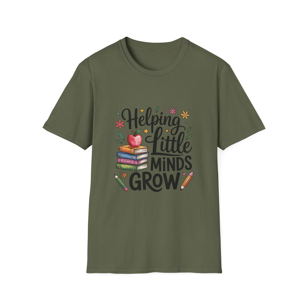Helping Little Minds Grow T-Shirt | Teacher Books Apple Pencil Design