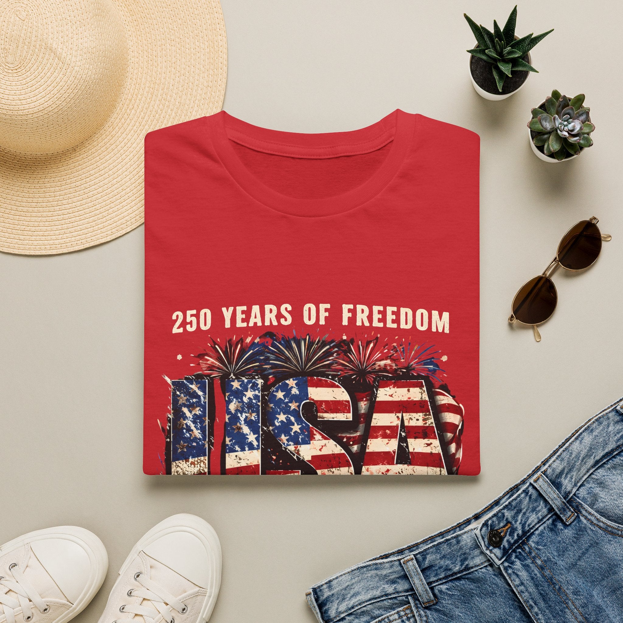 USA Flag Graphic T-Shirt | American Flag Typography, Patriotic Fourth of July