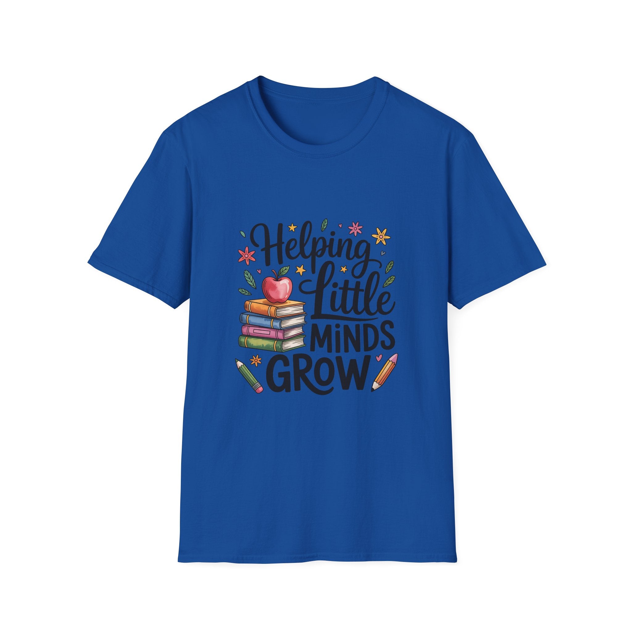 Helping Little Minds Grow T-Shirt | Teacher Books Apple Pencil Design