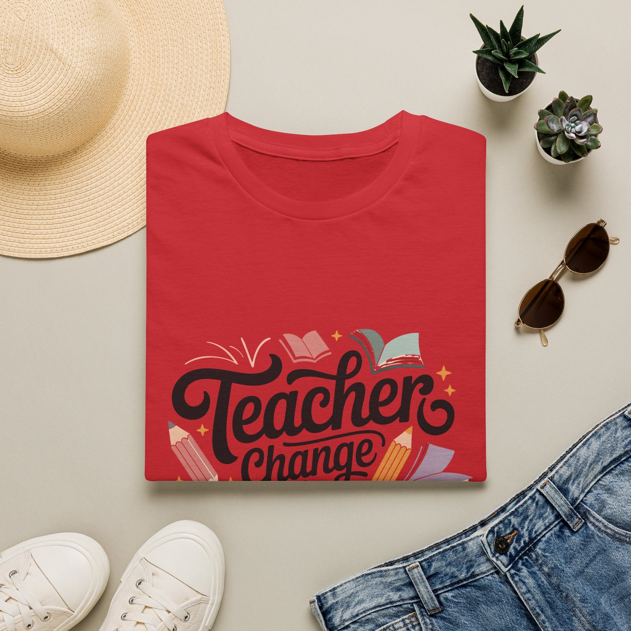 Teacher Change the World T-Shirt | School Teacher Typography Tee