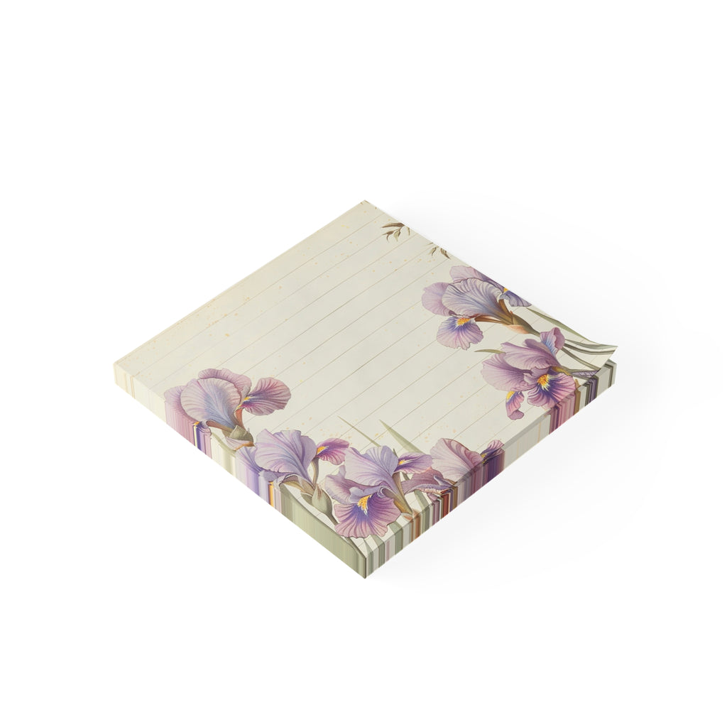 Purple Iris Floral Post-it | Lined Sticky Notes, Botanical Stationery