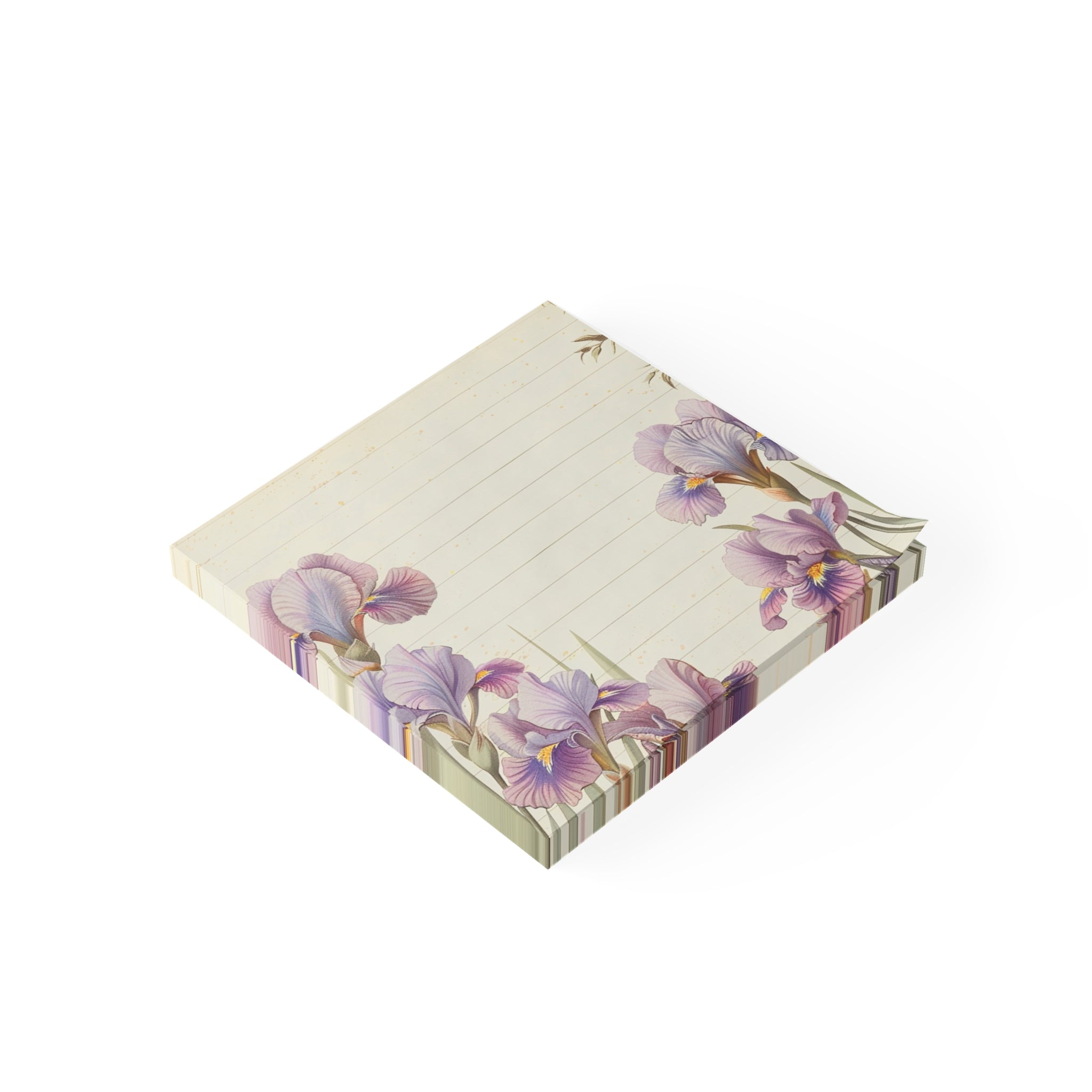 Purple Iris Floral Post-it | Lined Sticky Notes, Botanical Stationery