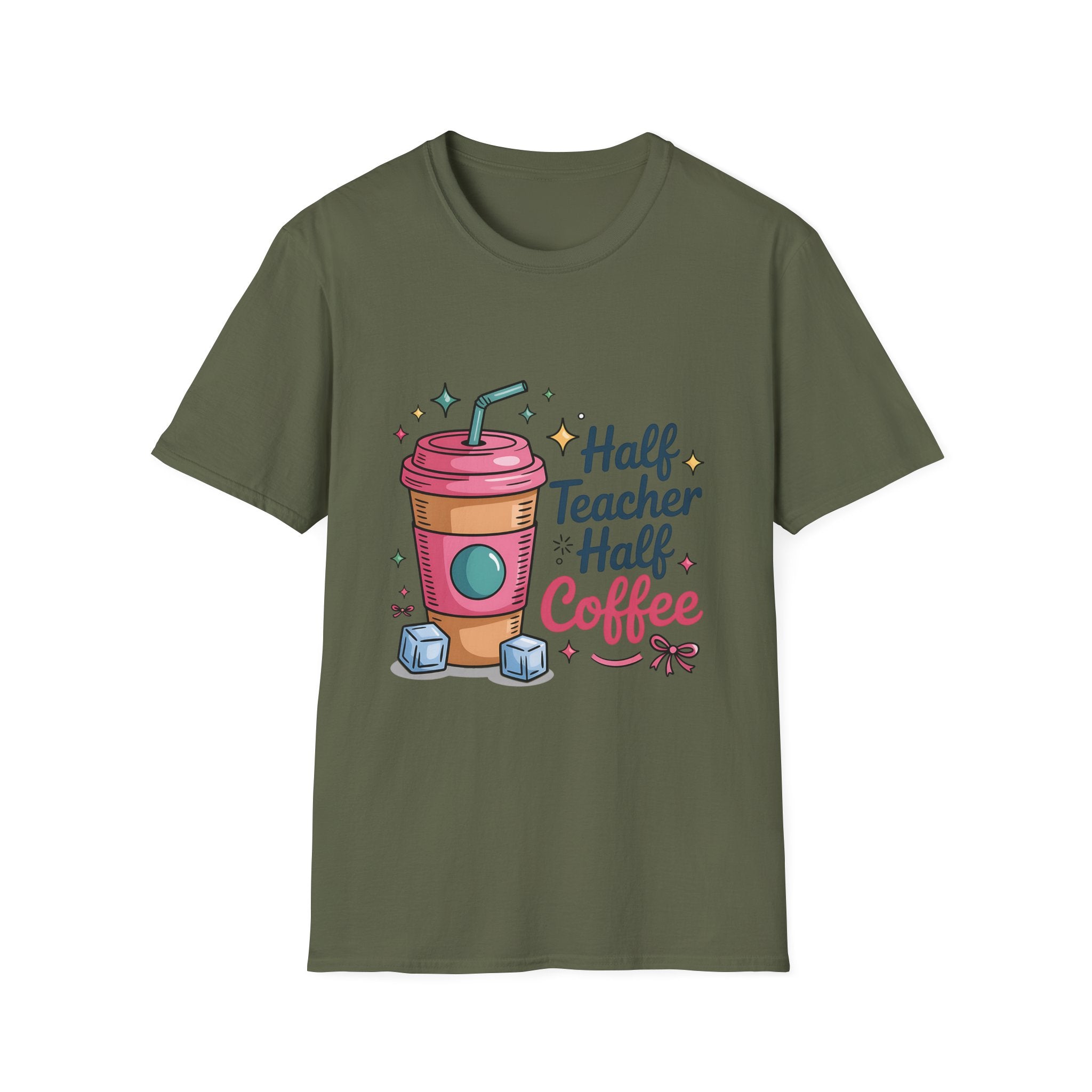 Half Teacher Half Coffee T-Shirt | Cute Coffee Cup Teacher Tee