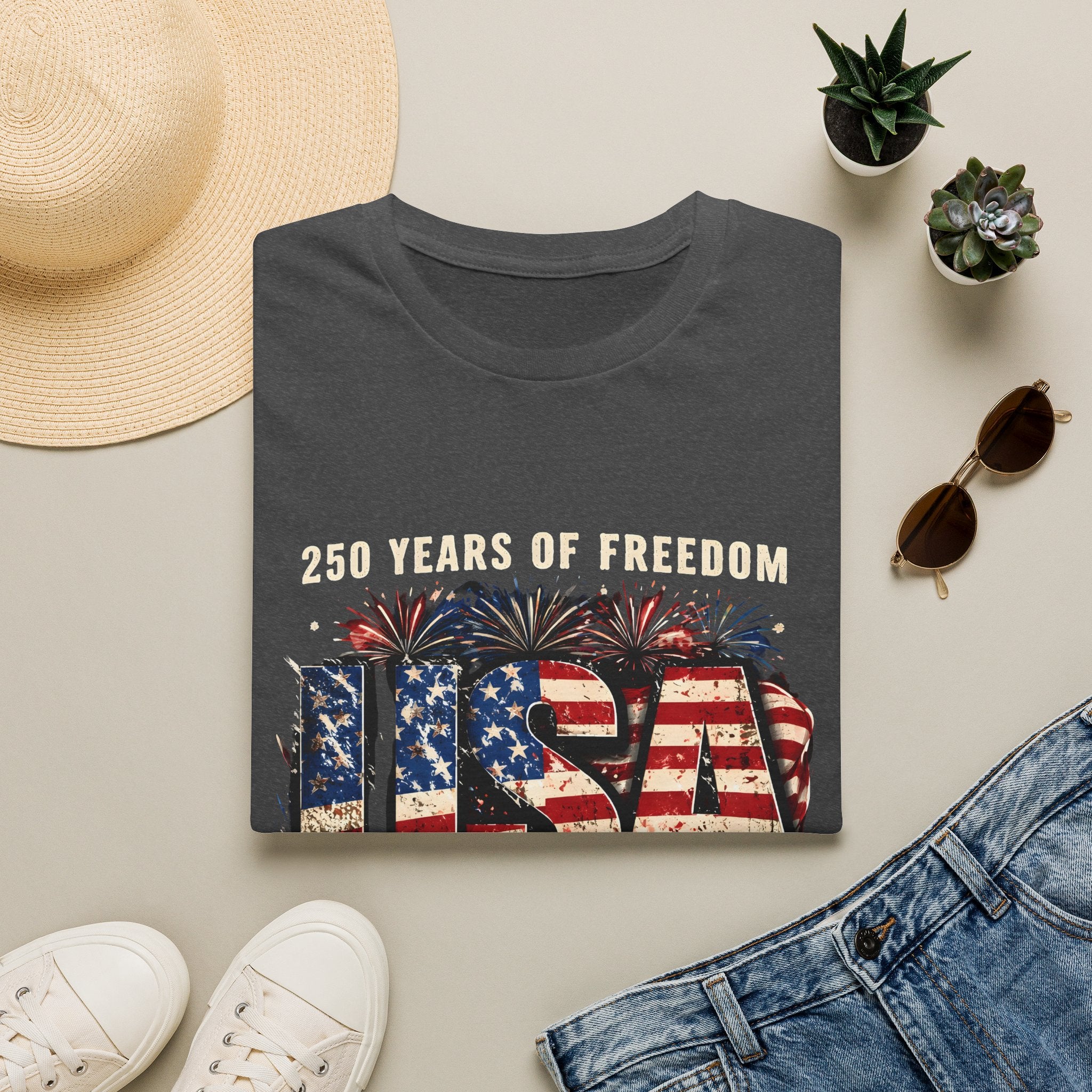 USA Flag Graphic T-Shirt | American Flag Typography, Patriotic Fourth of July