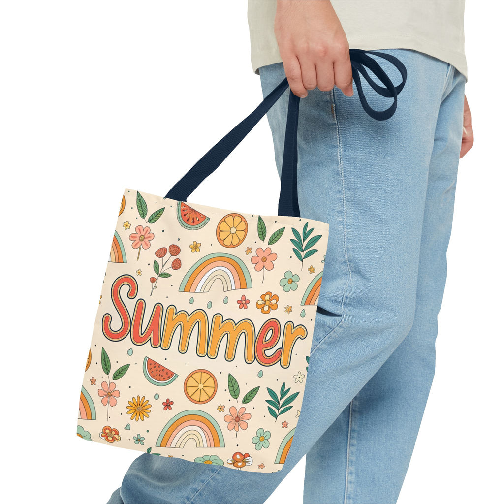 Summer Pattern Tote Bag | Rainbow, Watermelon, Floral Beach Vibes