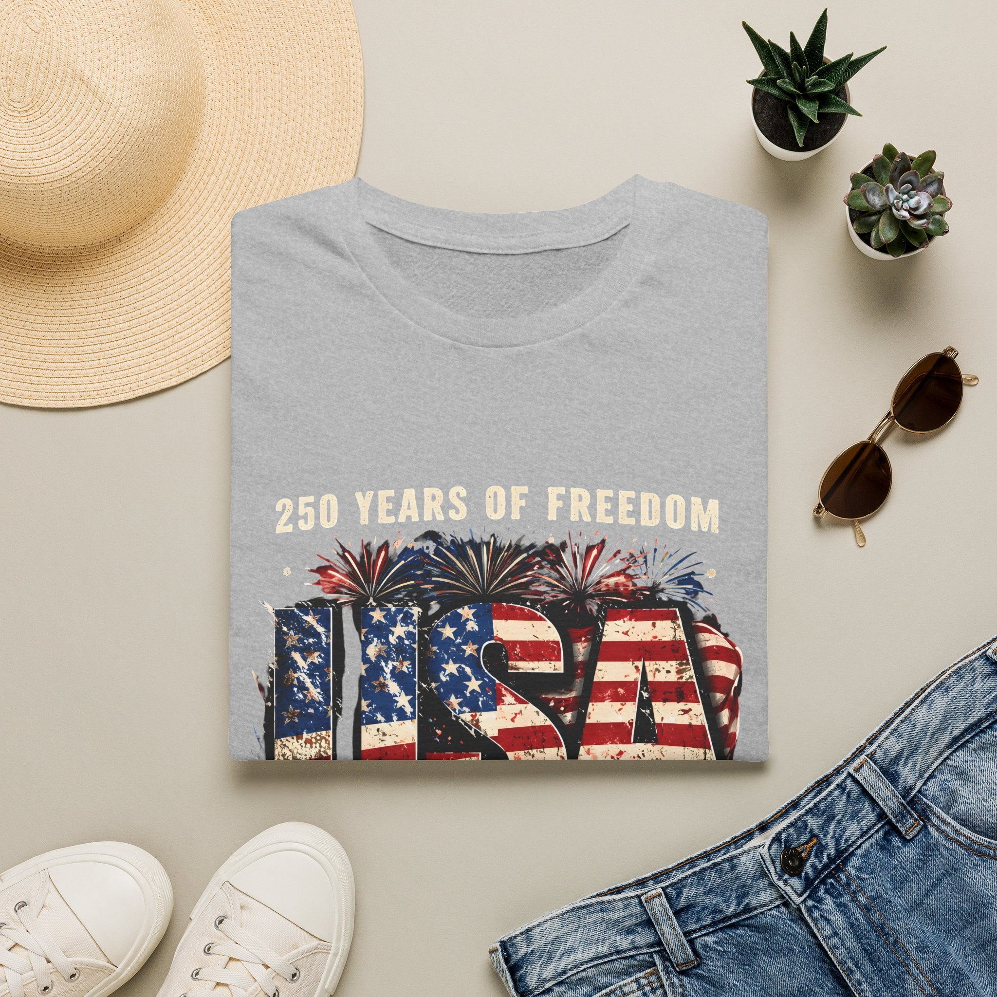 USA Flag Graphic T-Shirt | American Flag Typography, Patriotic Fourth of July