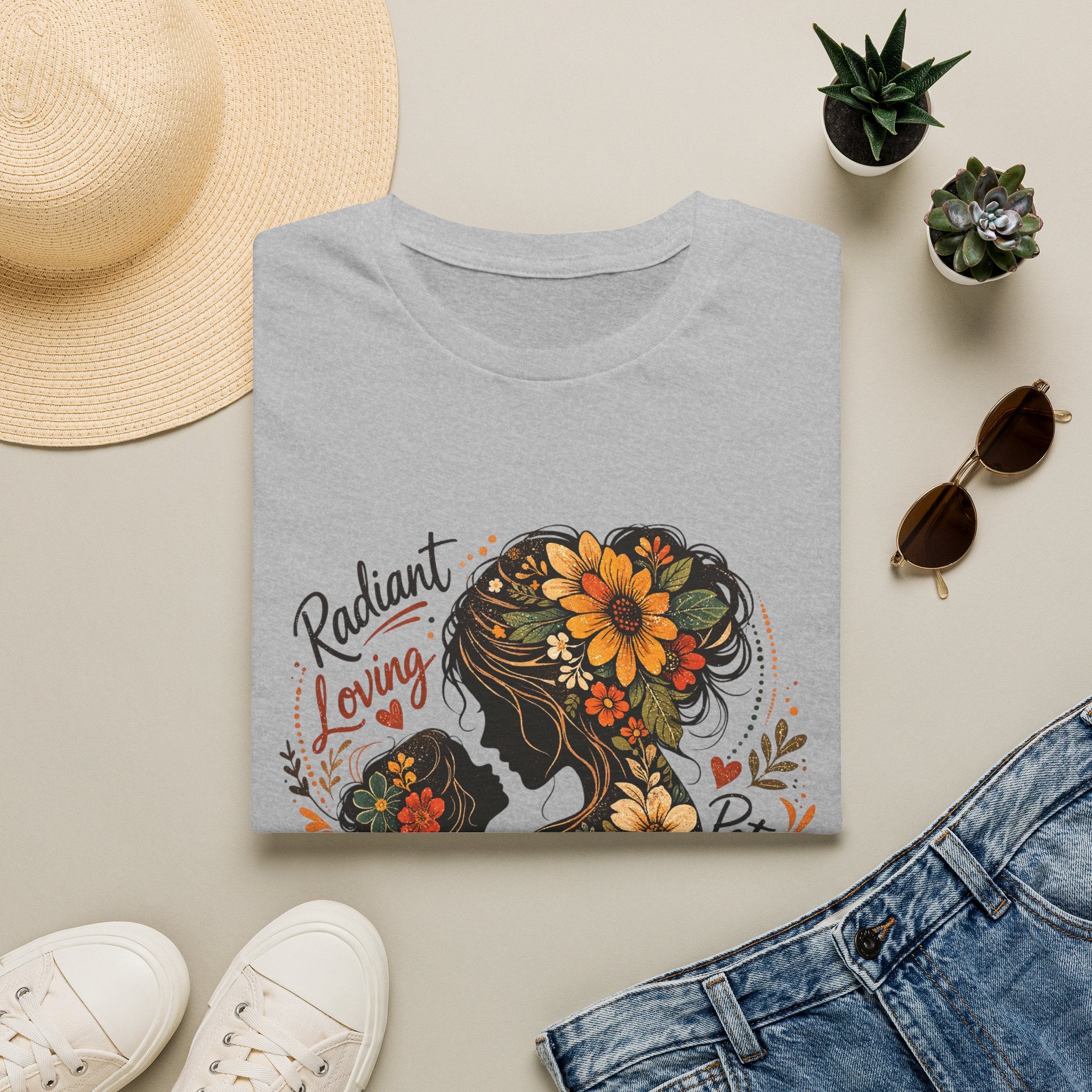 Mother silhouette floral design T-Shirt | Radiant Loving Nurturing Patient