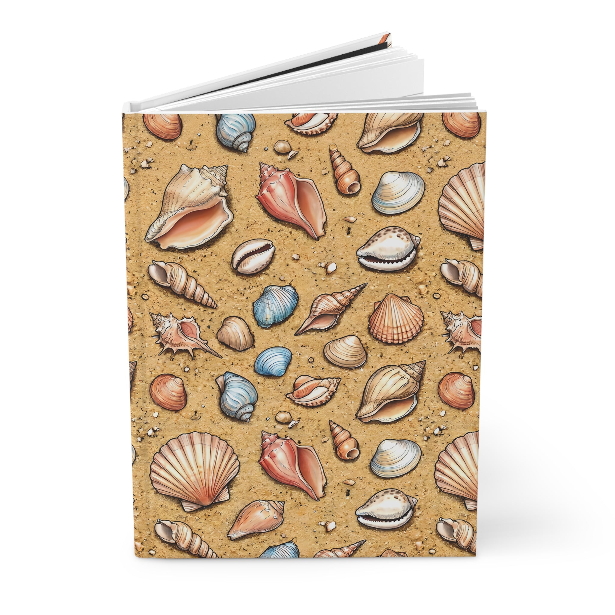 Seashell Pattern Hardcover Journal Beach Shells Notebook for Travel, Journaling & Summer Memories