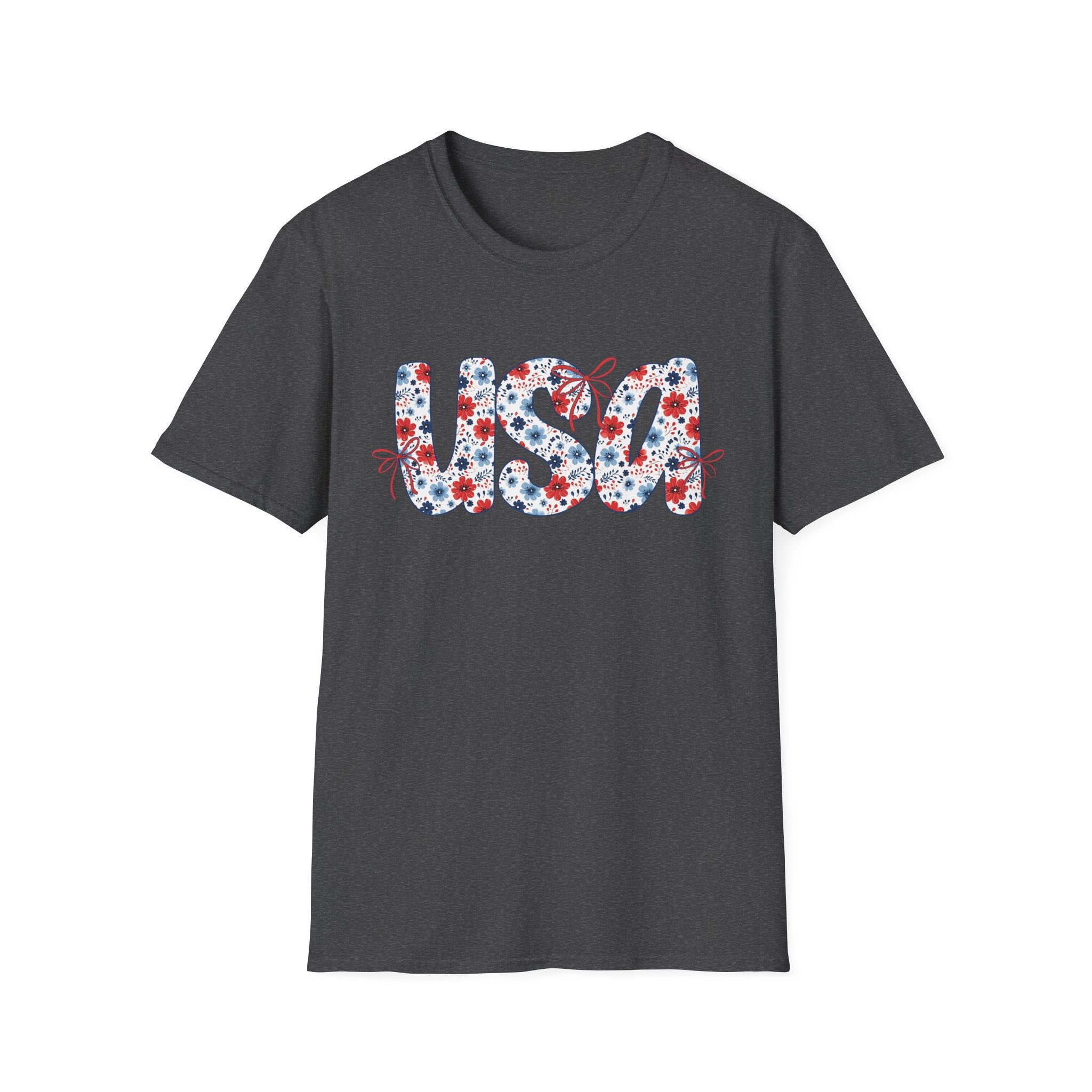 USA floral letters T-Shirt | Patriotic 4th of July design