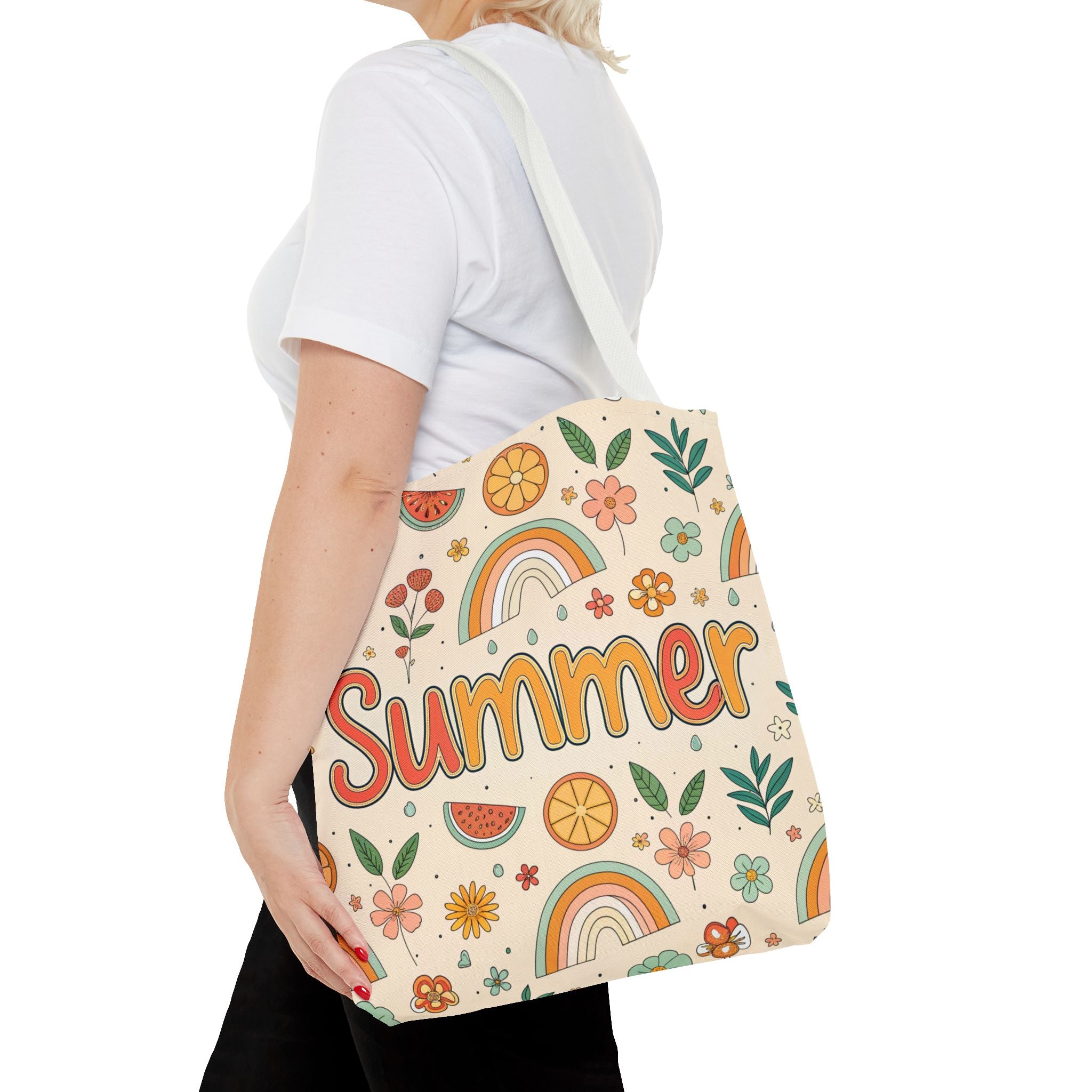 Summer Pattern Tote Bag | Rainbow, Watermelon, Floral Beach Vibes