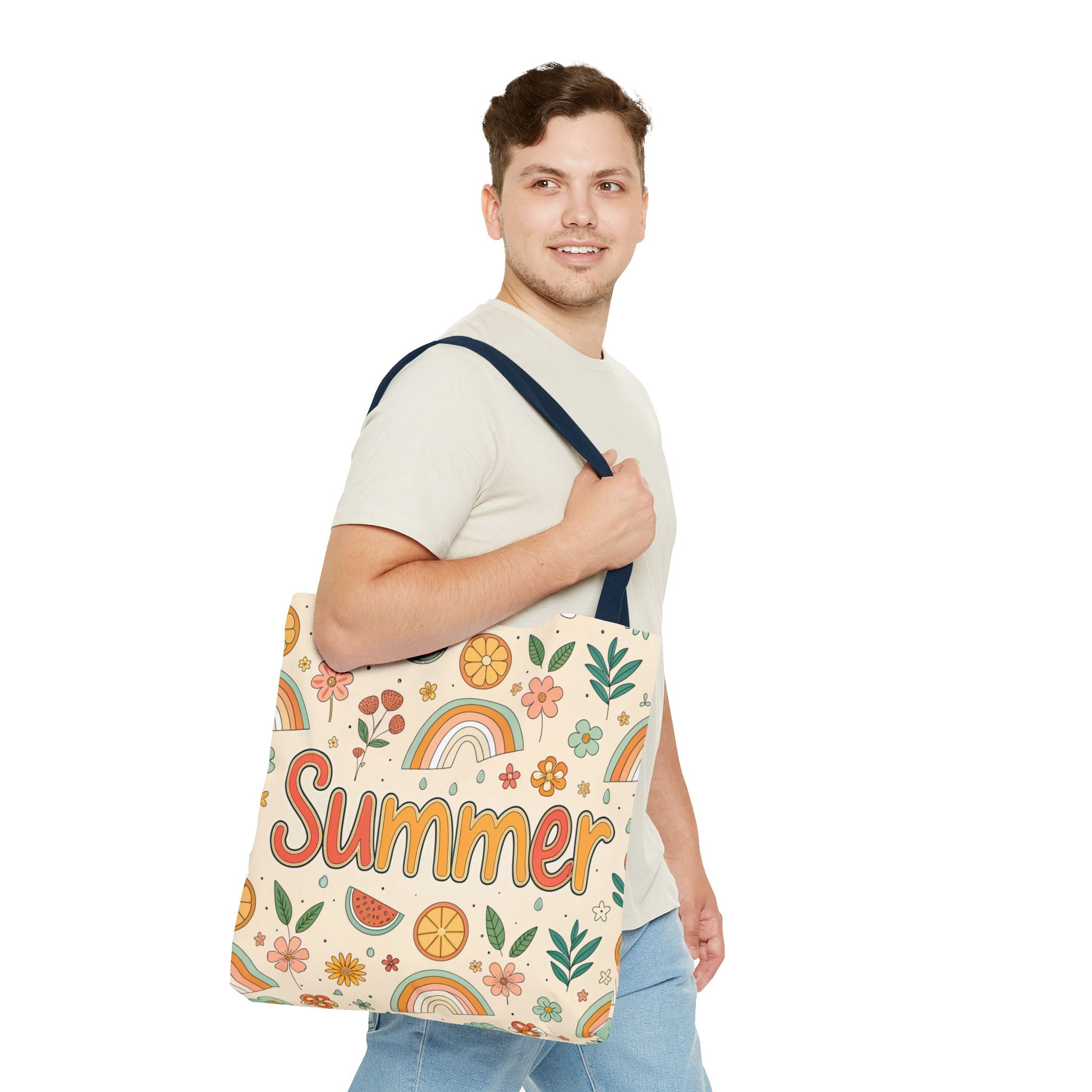 Summer Pattern Tote Bag | Rainbow, Watermelon, Floral Beach Vibes