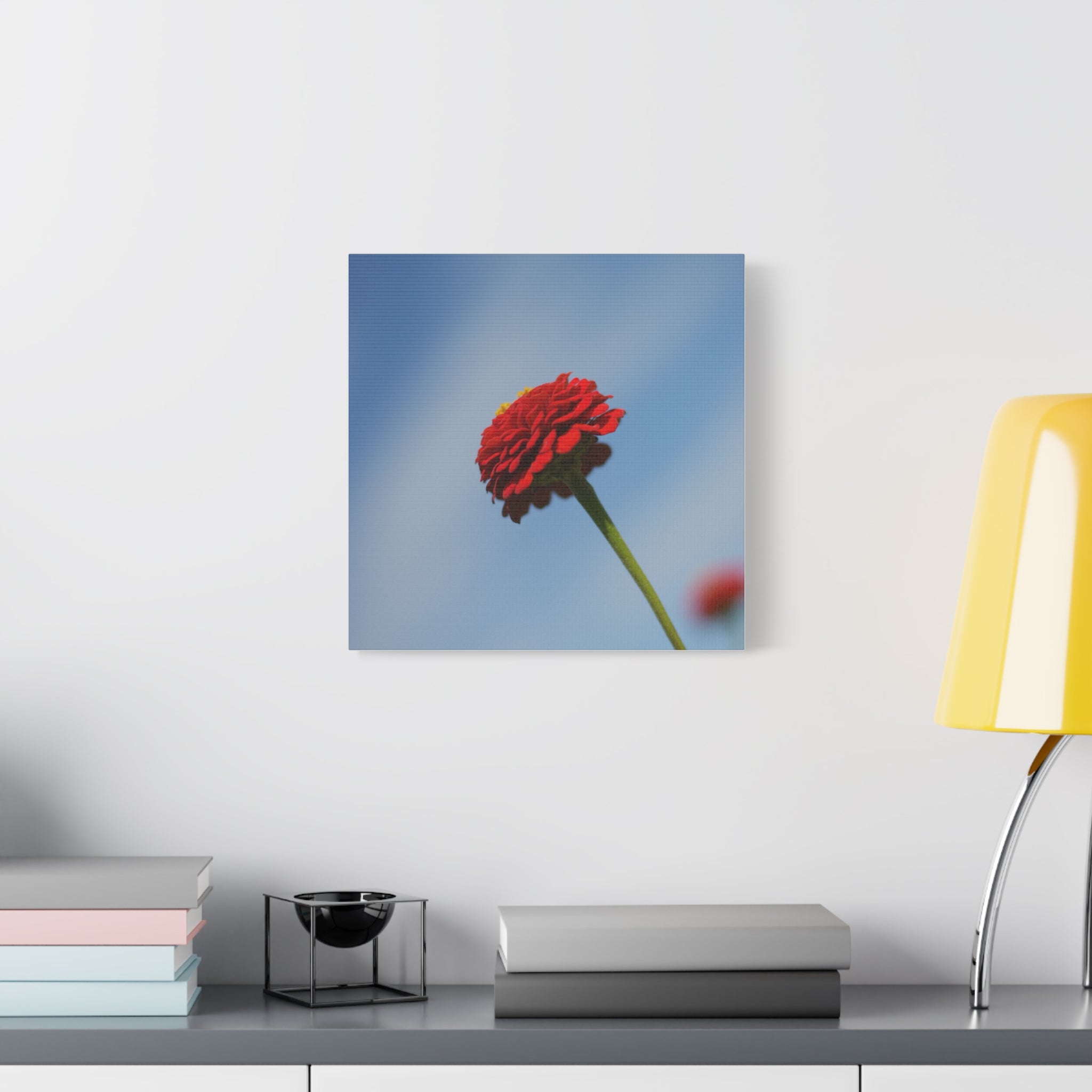Red Zinnia Bloom Canvas | Stretched Matte Wall Art