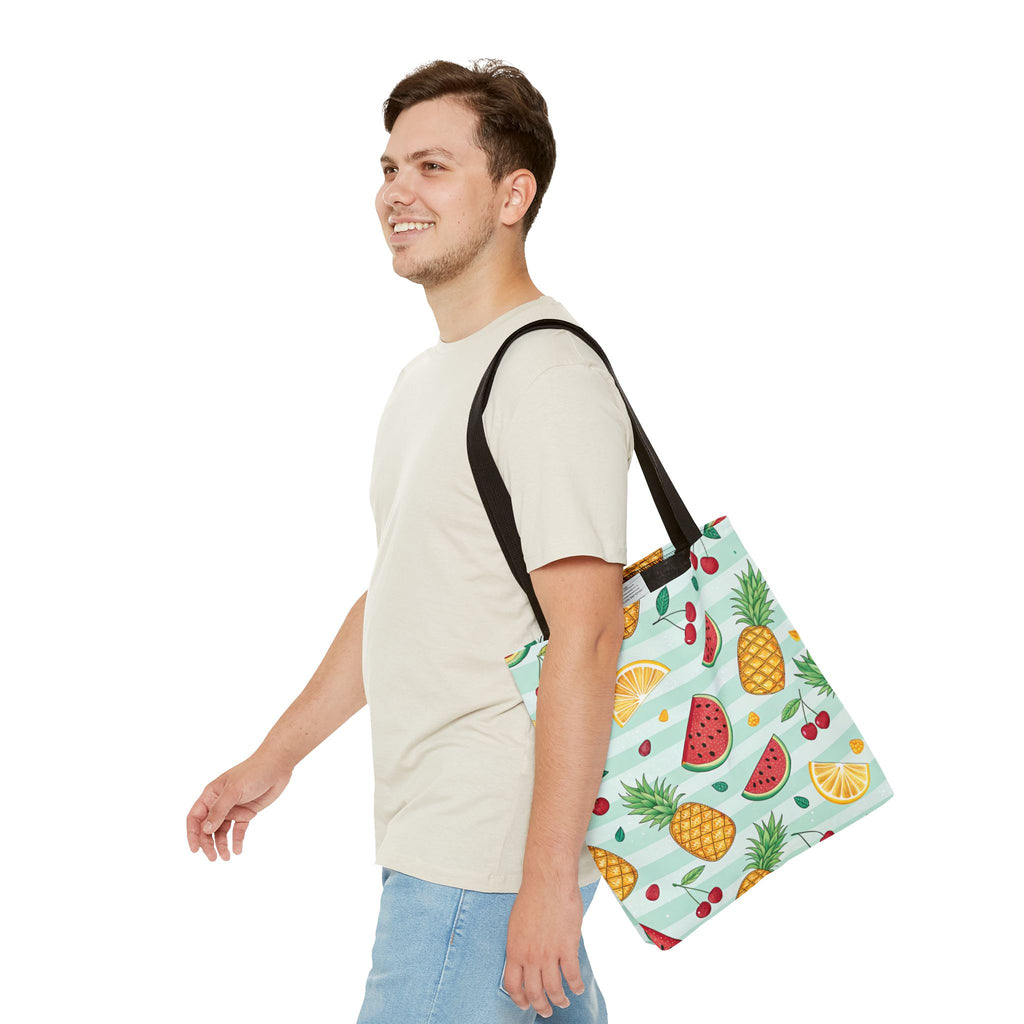 Tropical Fruit Pattern Tote Bag | Pineapple Watermelon Cherry Citrus Beach