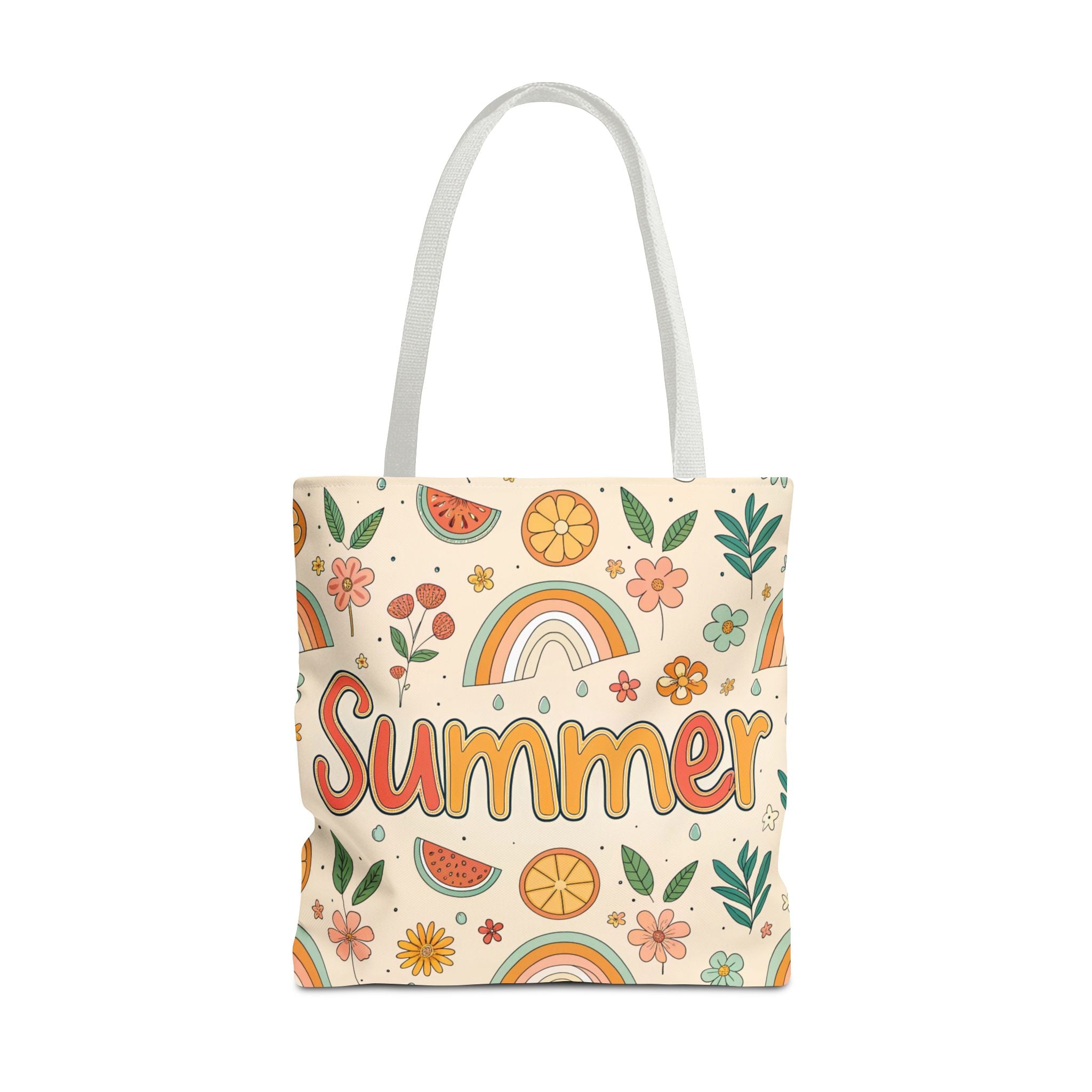 Summer Pattern Tote Bag | Rainbow, Watermelon, Floral Beach Vibes