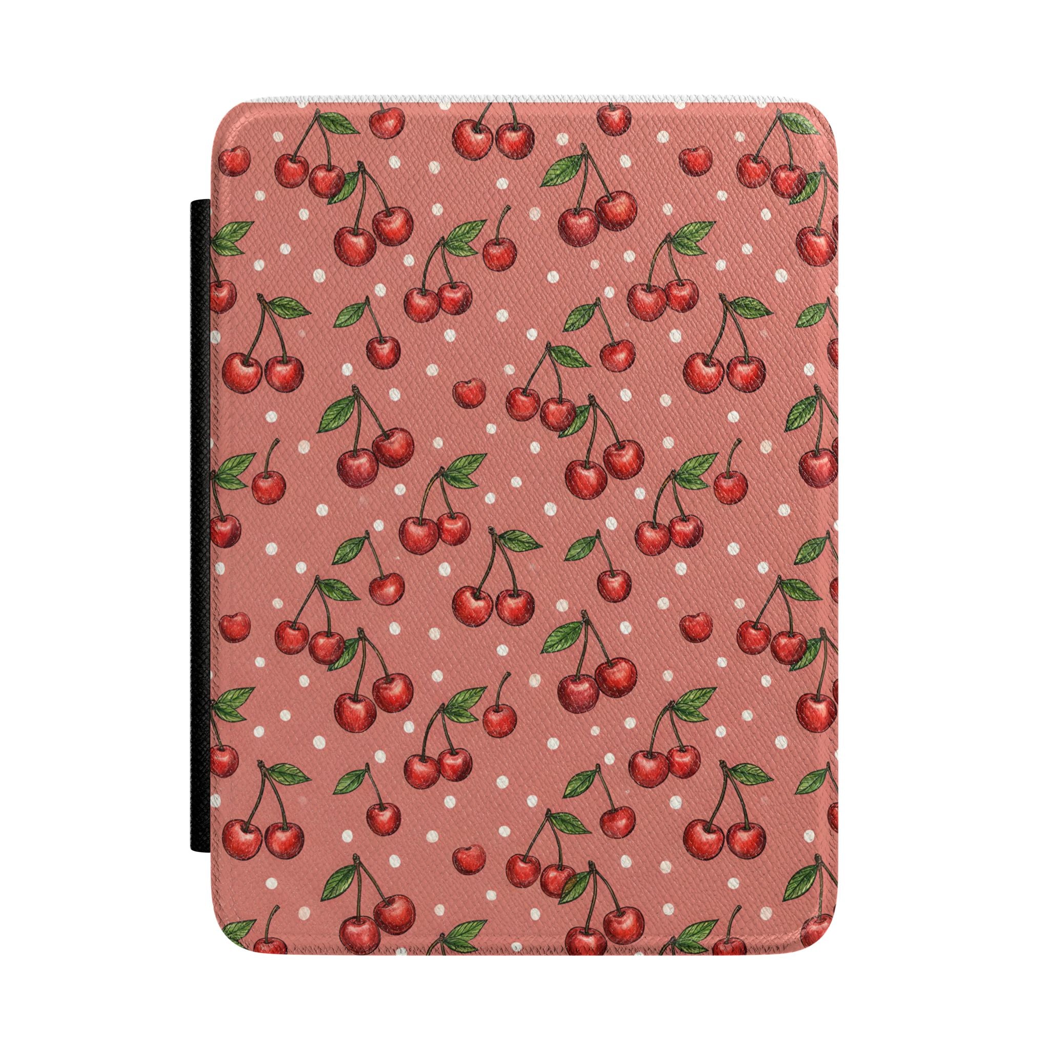 Cherry Pattern Kindle Case | Retro Pink Polka Dot Cherries