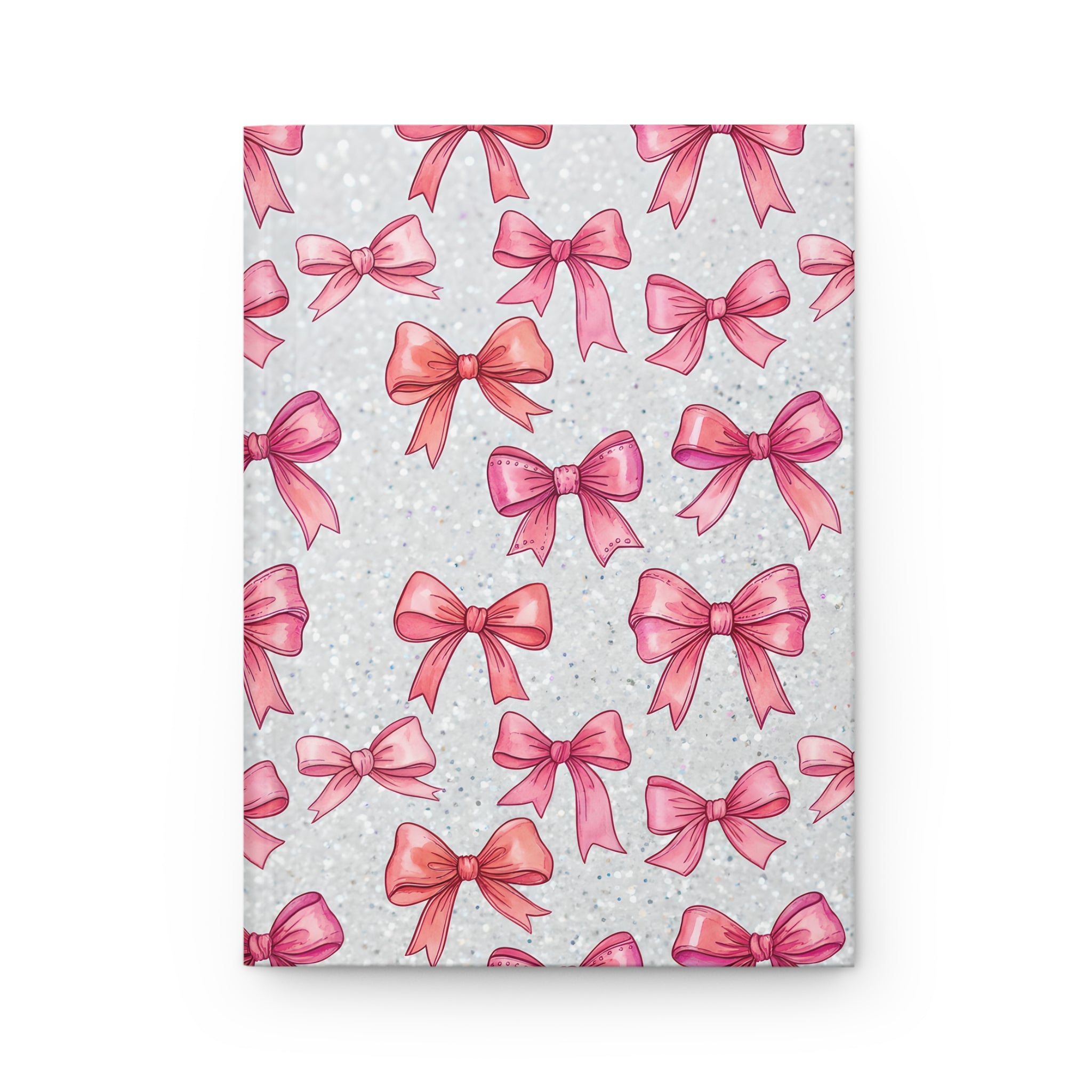 Pink Bow Pattern Hardcover Journal Cute Ribbon Notebook for Gifts & Daily Notes